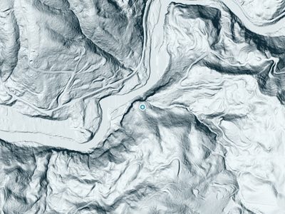 LiDAR terrain view around Marietta Falls in Washington, about 322 feet of drop