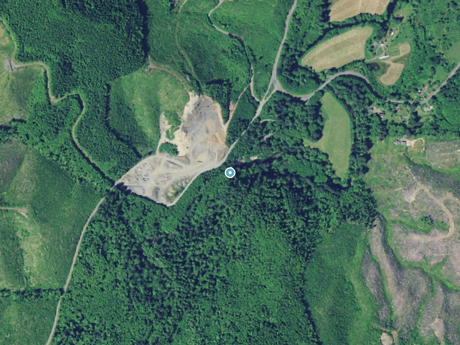 Aerial photo of the same ground around Youngs River Falls near River Point, Oregon, for comparison with the lidar view
