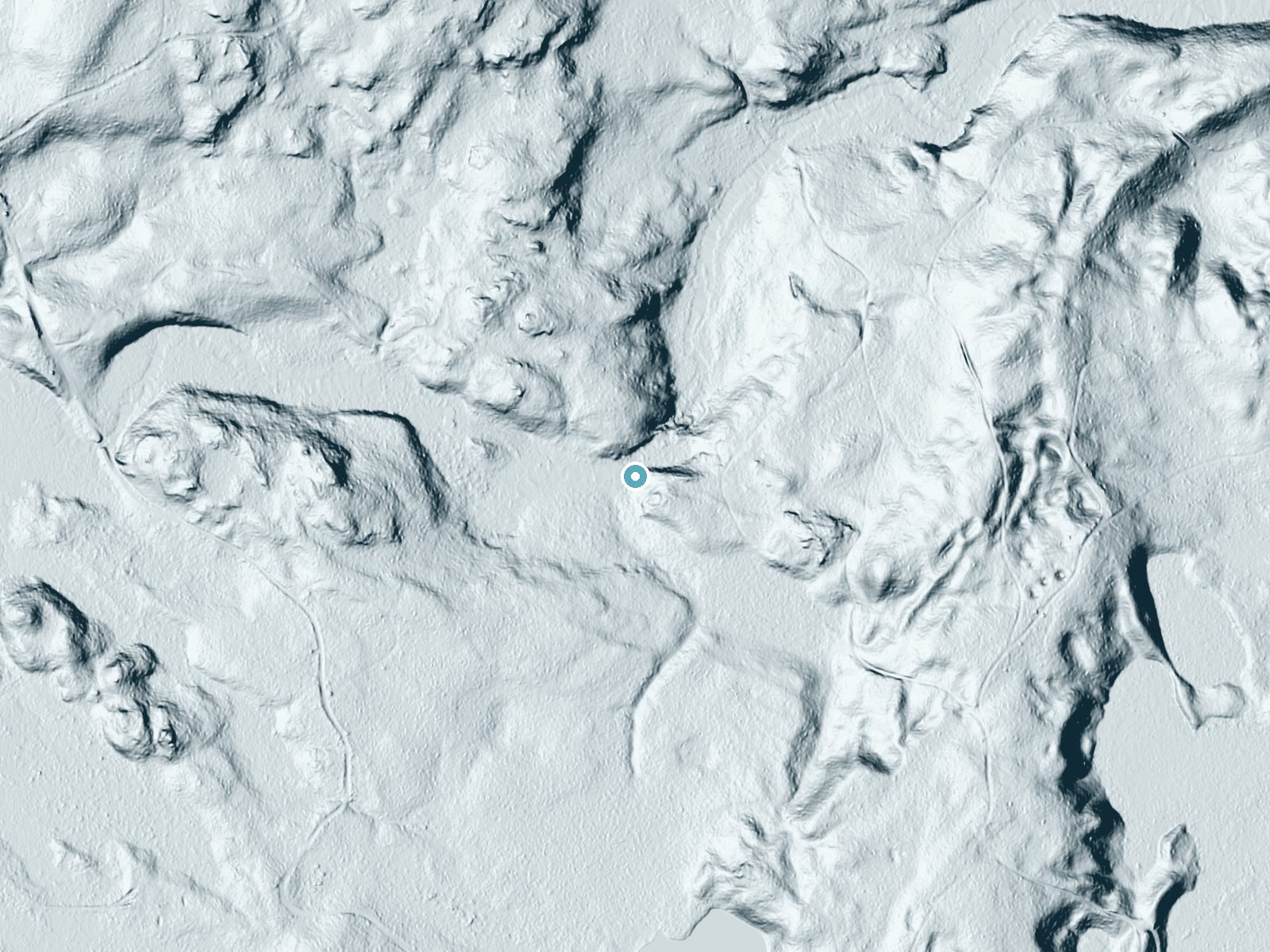 LiDAR bare-earth terrain around Chicagon Falls near Amasa, Michigan, showing about 37 feet of drop, a long cascade, facing west