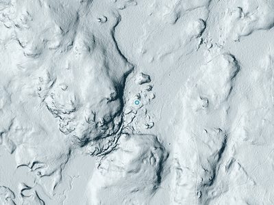 LiDAR terrain view around Margeson Falls in Michigan, about 28 feet of drop