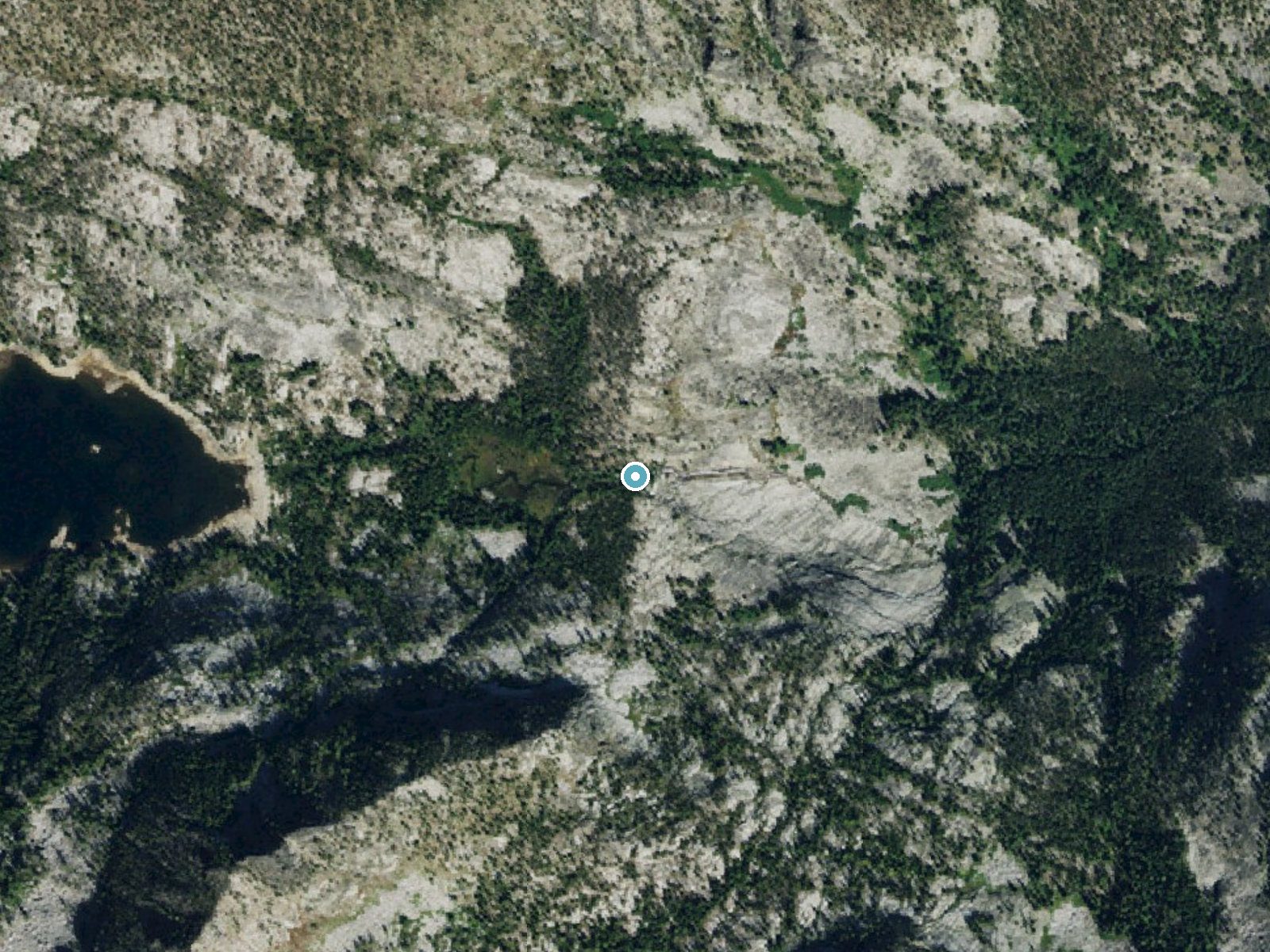 Aerial photo of the same ground around Canyon Falls near Hamilton, Montana, for comparison with the lidar view