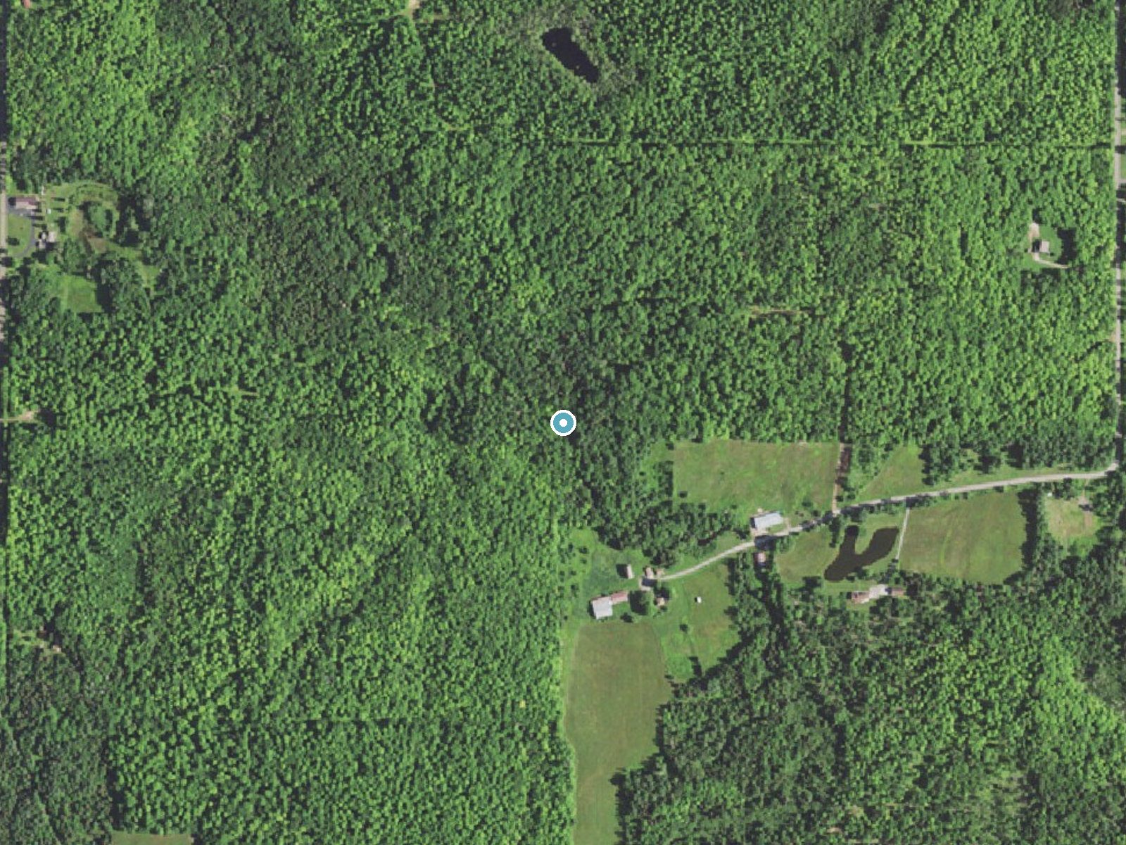 Aerial photo of the same ground around Upper Chocolay Falls near K. I. Sawyer, Michigan, for comparison with the lidar view
