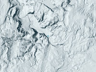 LiDAR terrain view around Upper Chocolay Falls in Michigan, about 47 feet of drop