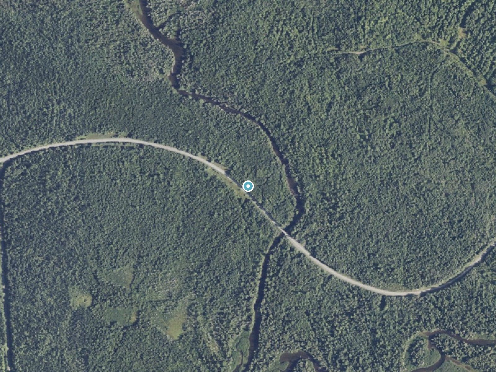 Aerial photo of the same ground around Munsungan Falls near Patten, Maine, for comparison with the lidar view