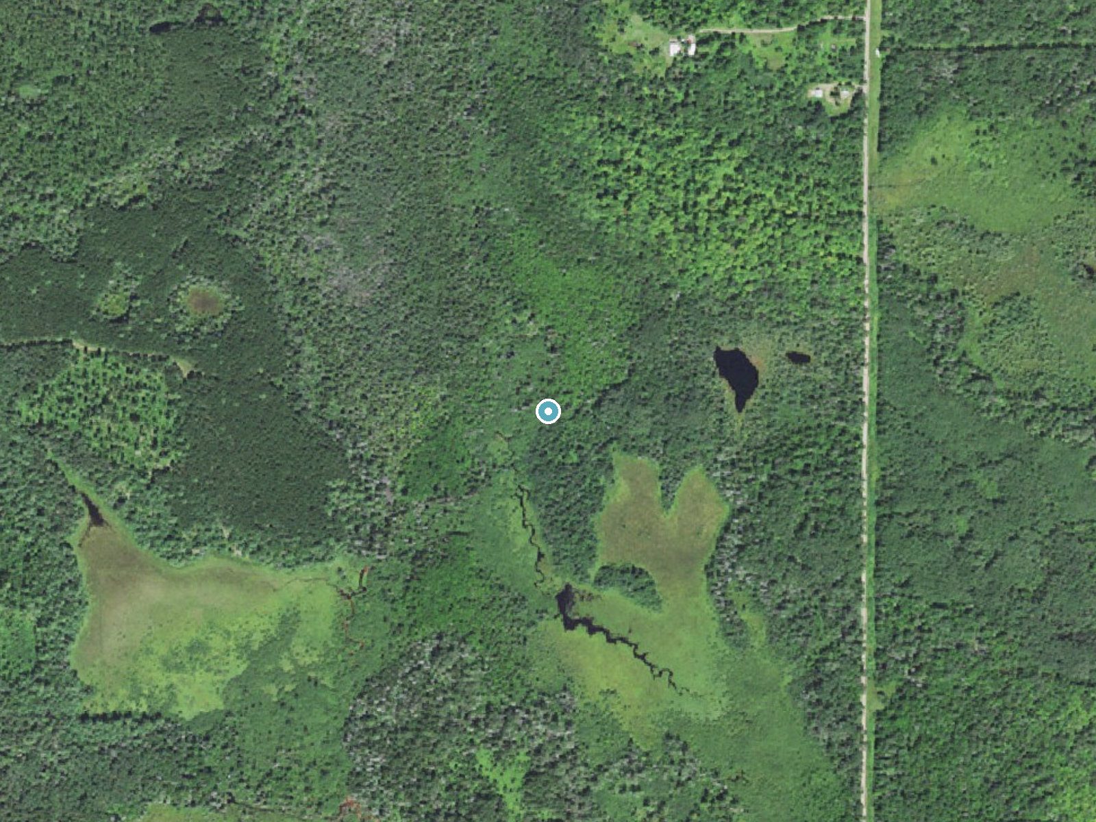 Aerial photo of the same ground around Rock Bluff Falls near Watersmeet, Michigan, for comparison with the lidar view