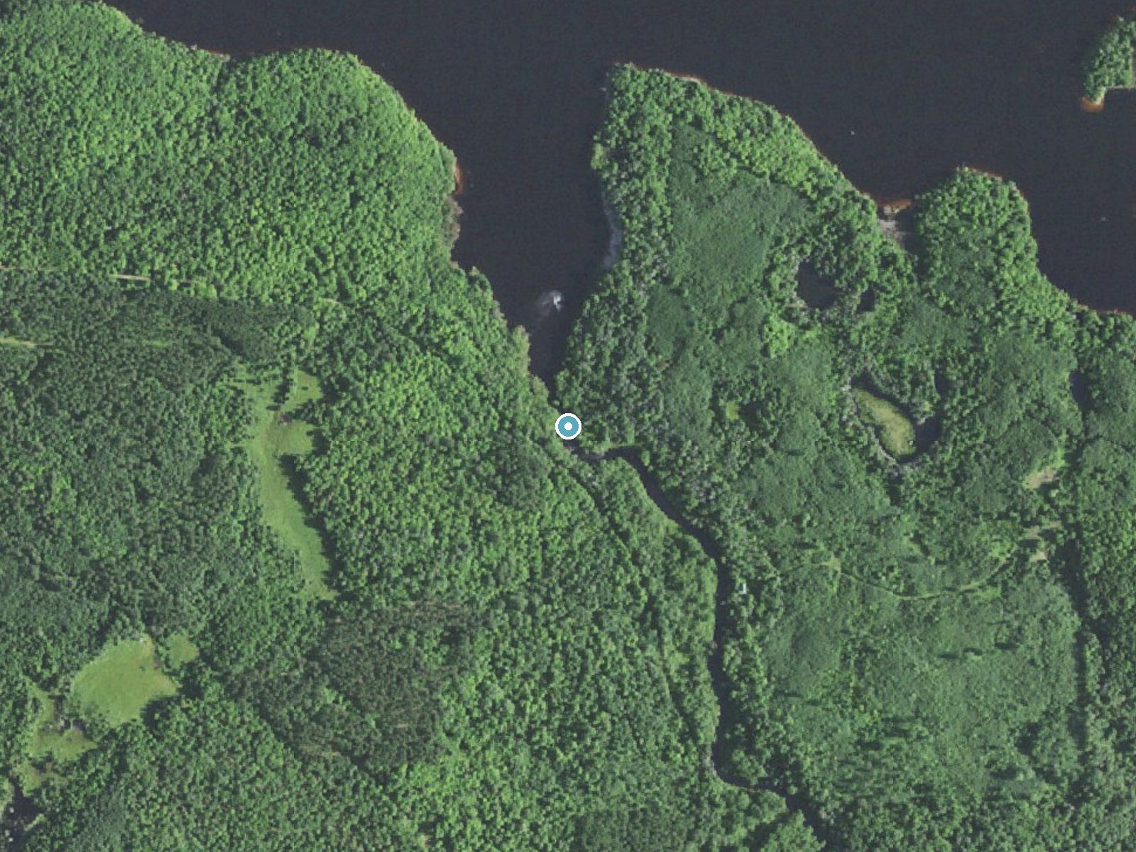 Aerial photo of the same ground around Little Falls near Watersmeet, Michigan, for comparison with the lidar view