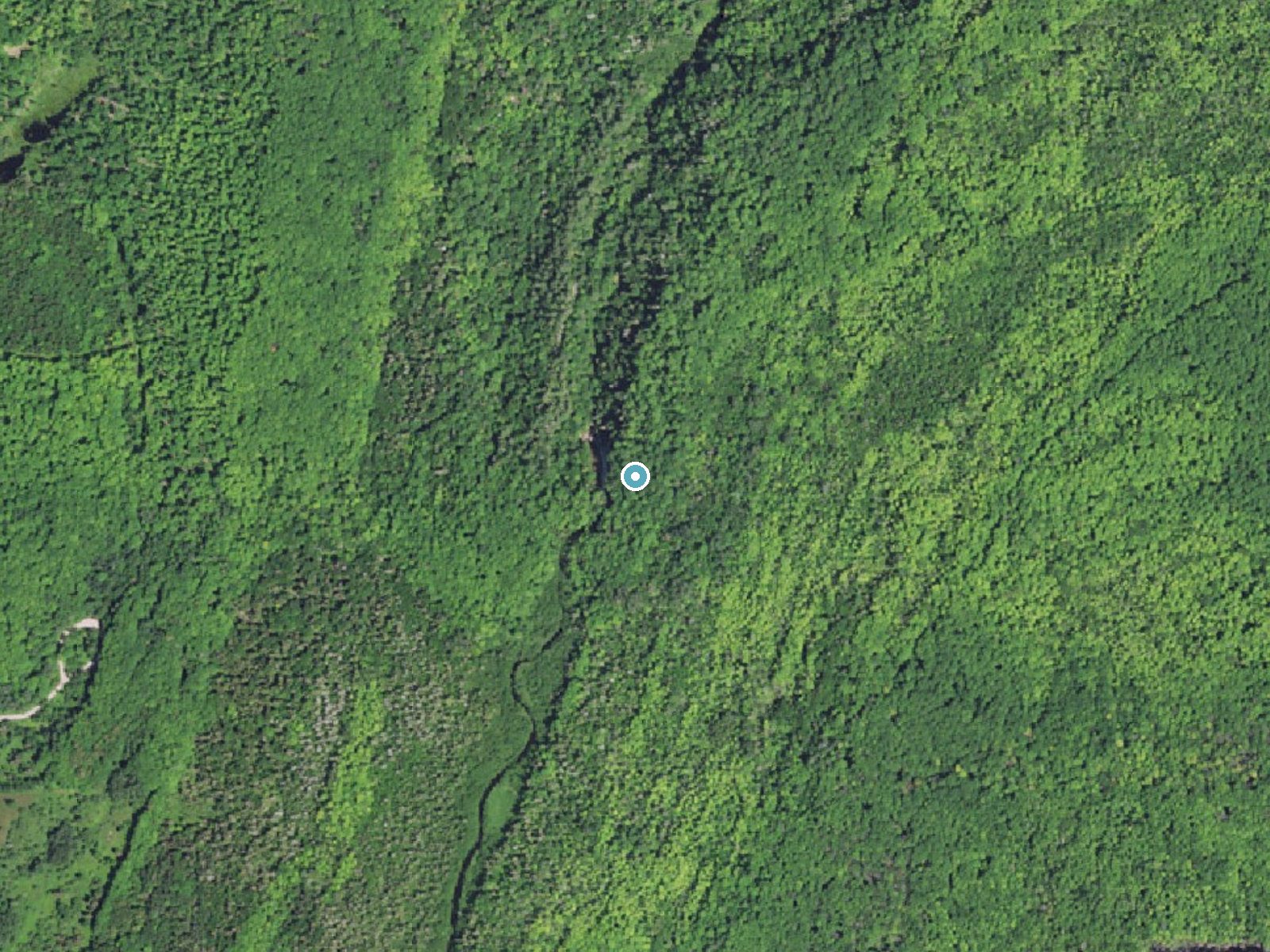 Aerial photo of the same ground around Laughing Whitefish Falls near Chatham, Michigan, for comparison with the lidar view