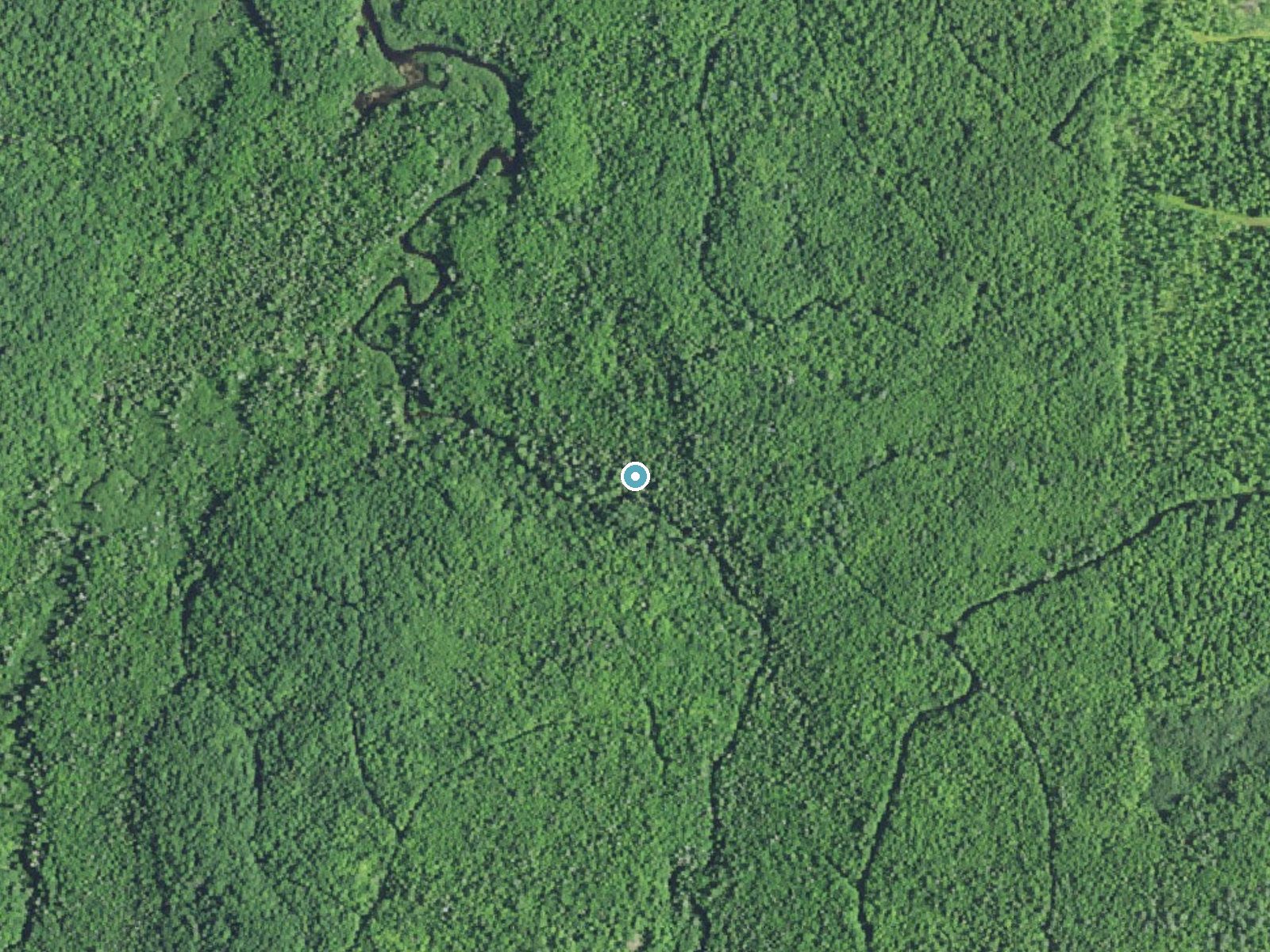 Aerial photo of the same ground around Judson Falls near Marenisco, Michigan, for comparison with the lidar view