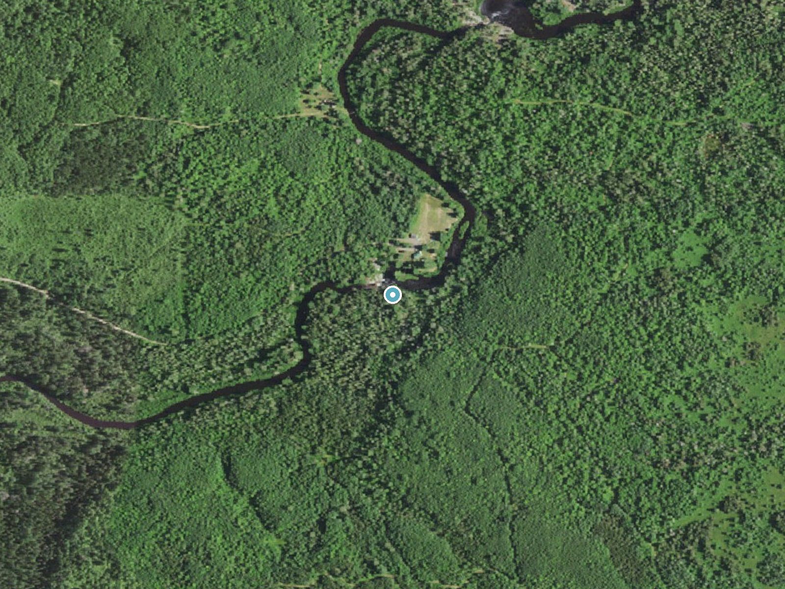 Aerial photo of the same ground around White City Falls near West Ishpeming, Michigan, for comparison with the lidar view