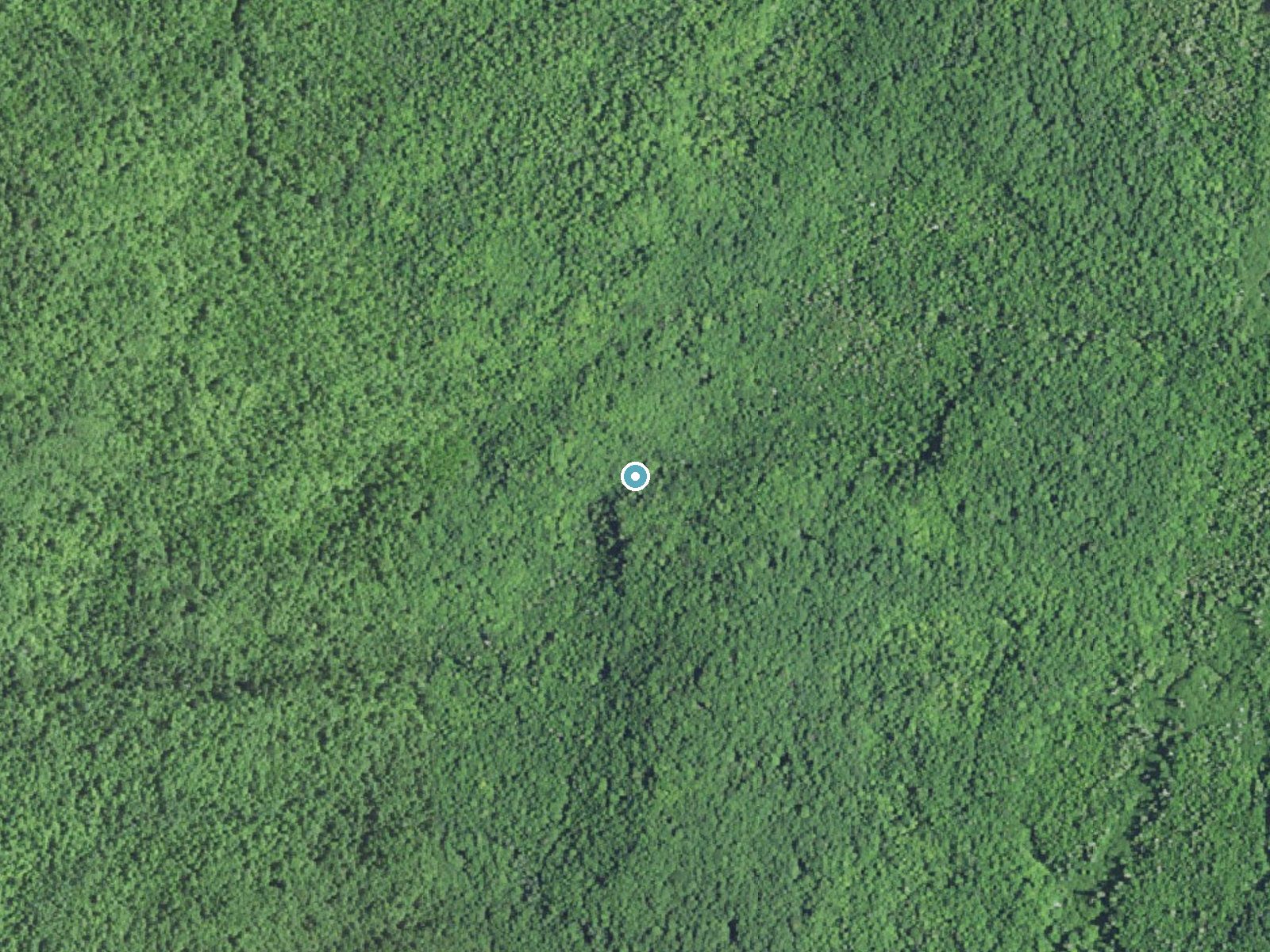 Aerial photo of the same ground around Nelson Canyon Falls near Marenisco, Michigan, for comparison with the lidar view