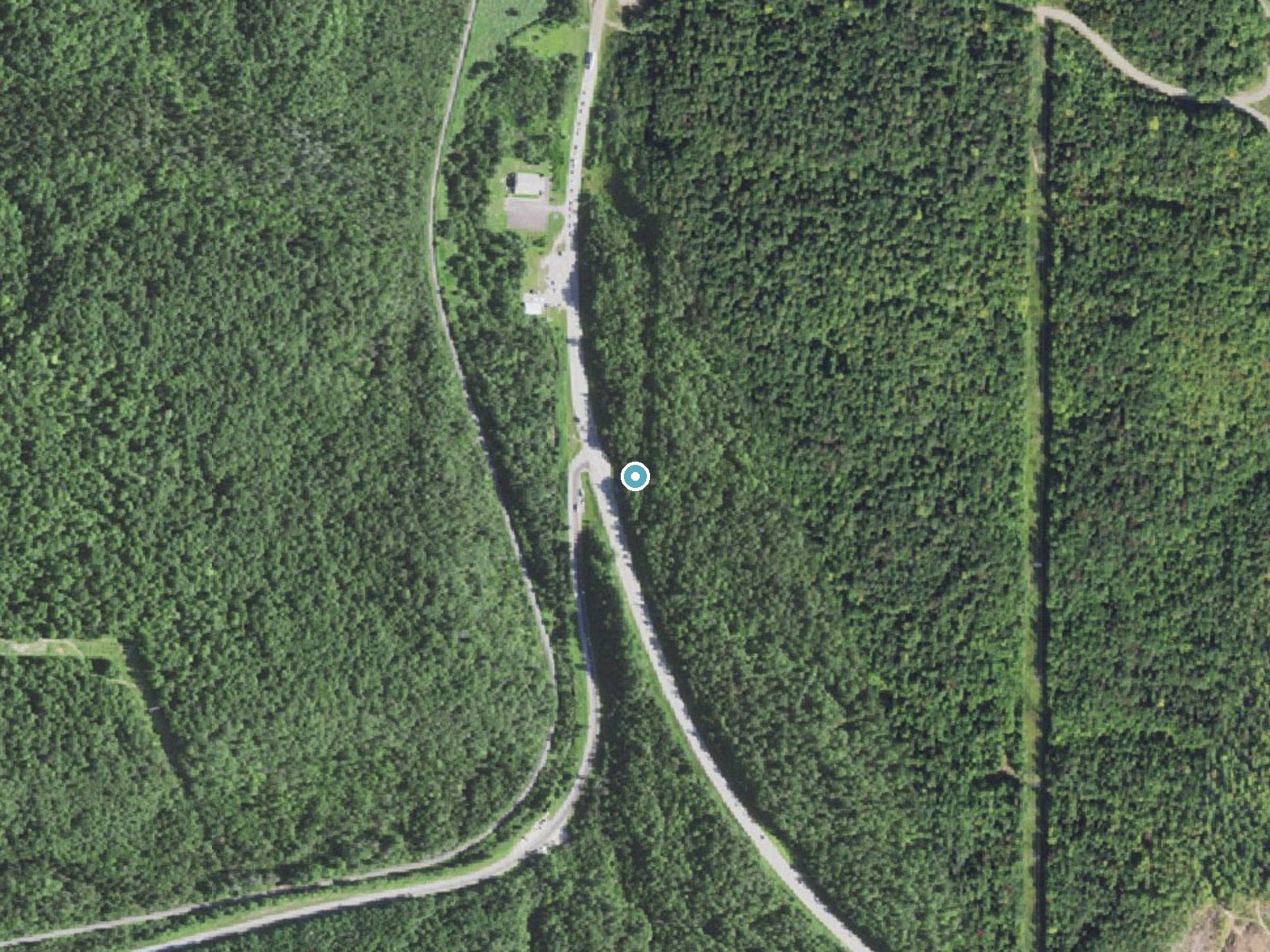Aerial photo of the same ground around Alger Falls near Munising, Michigan, for comparison with the lidar view