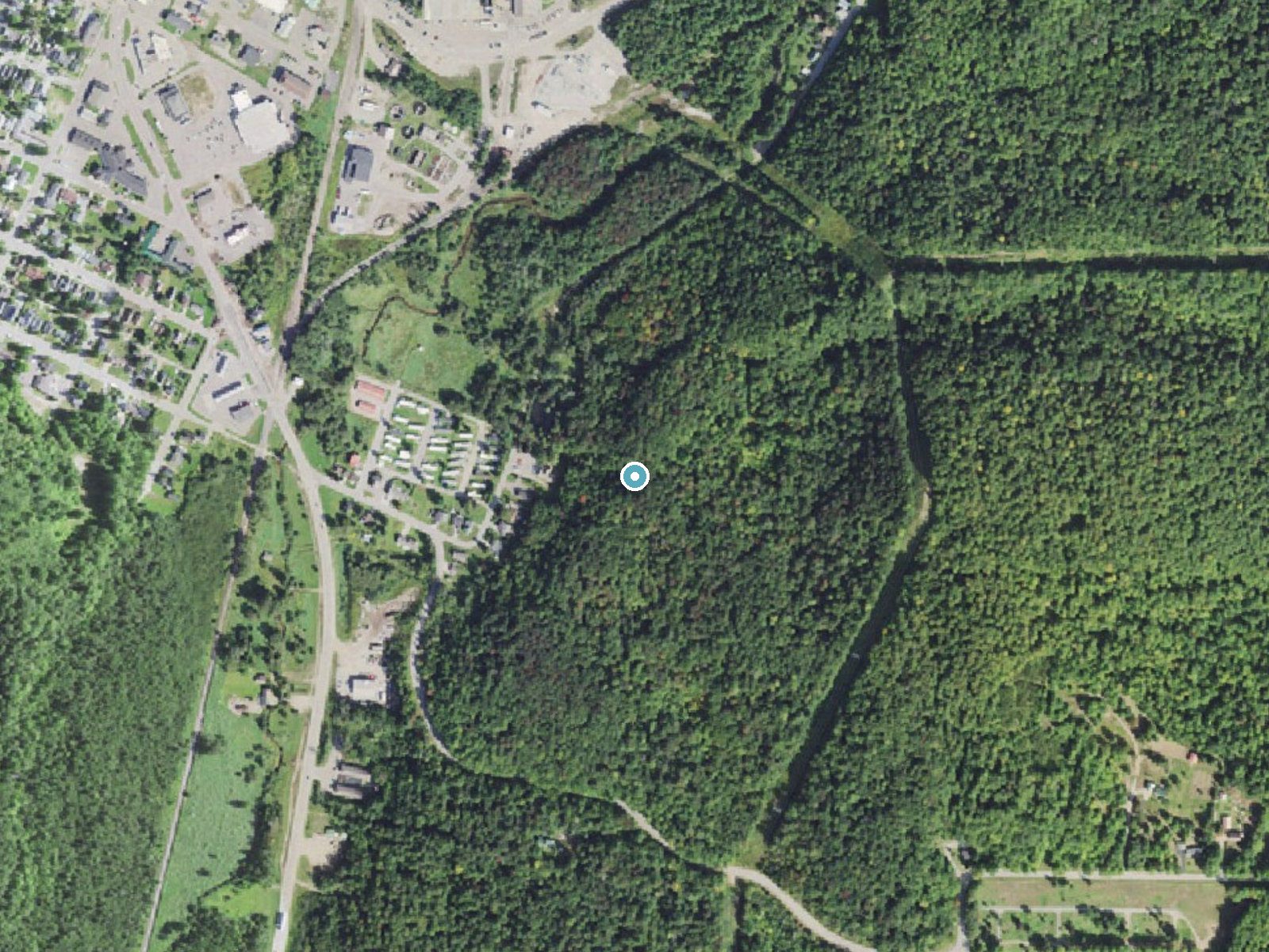 Aerial photo of the same ground around Horseshoe Falls near Munising, Michigan, for comparison with the lidar view