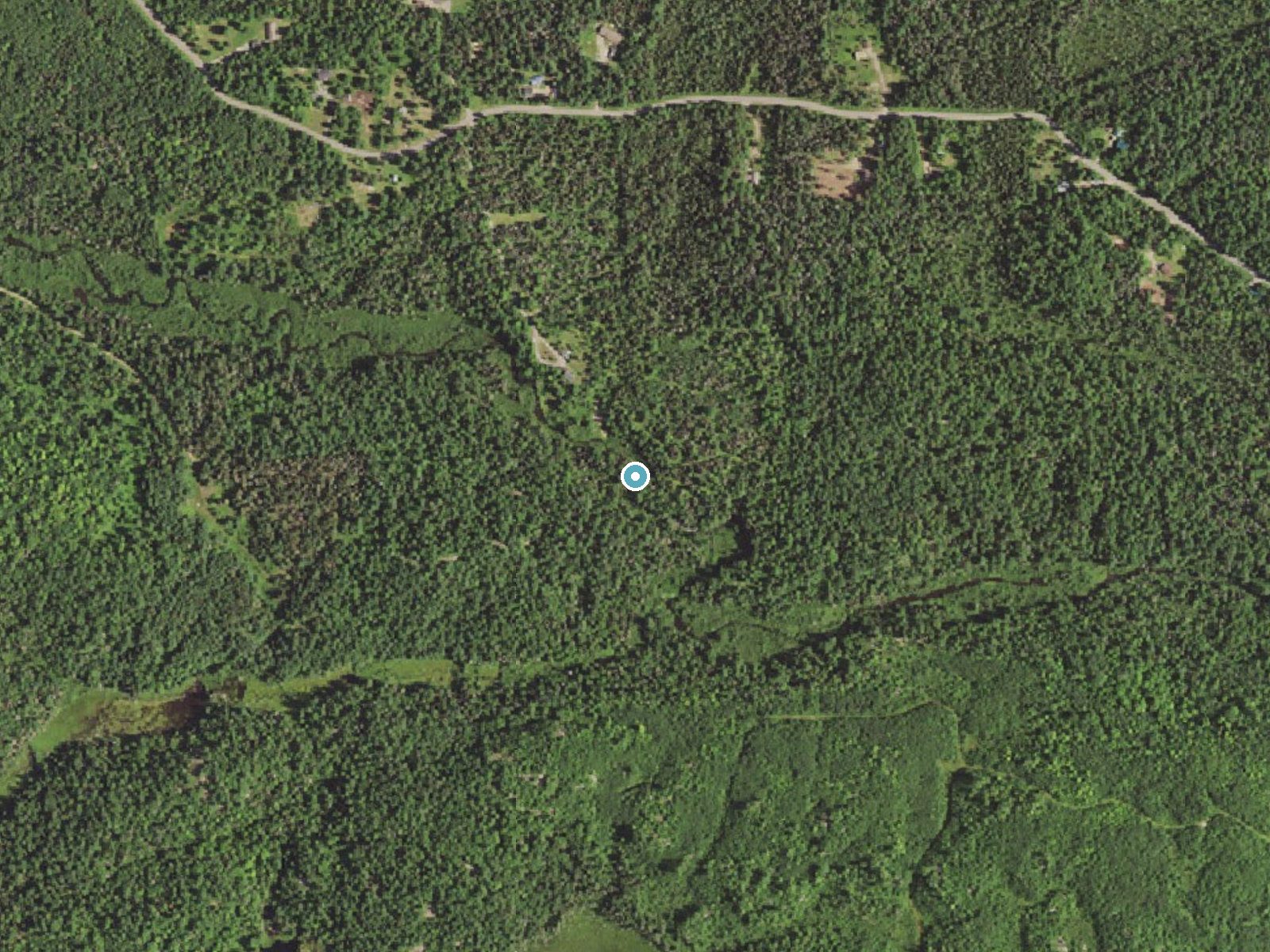 Aerial photo of the same ground around Tiger Falls near Palmer, Michigan, for comparison with the lidar view