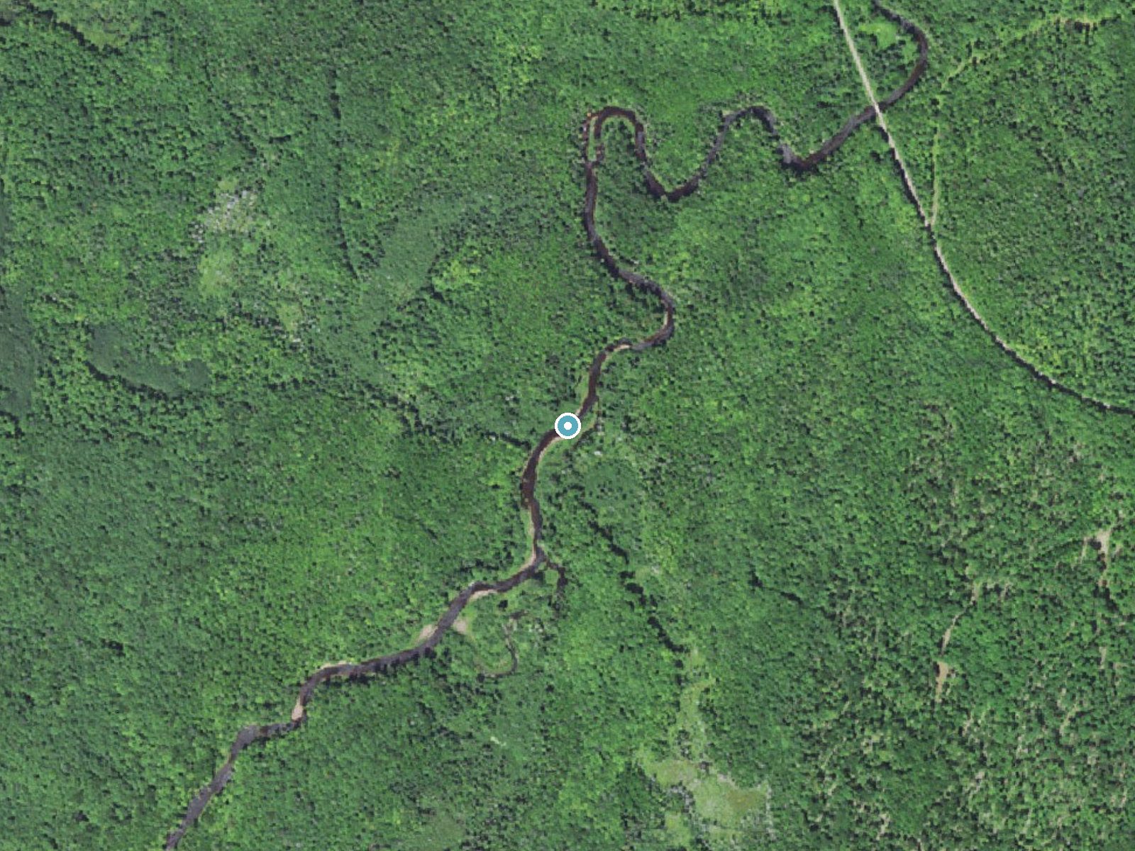 Aerial photo of the same ground around Wolverine Falls near Ewen, Michigan, for comparison with the lidar view