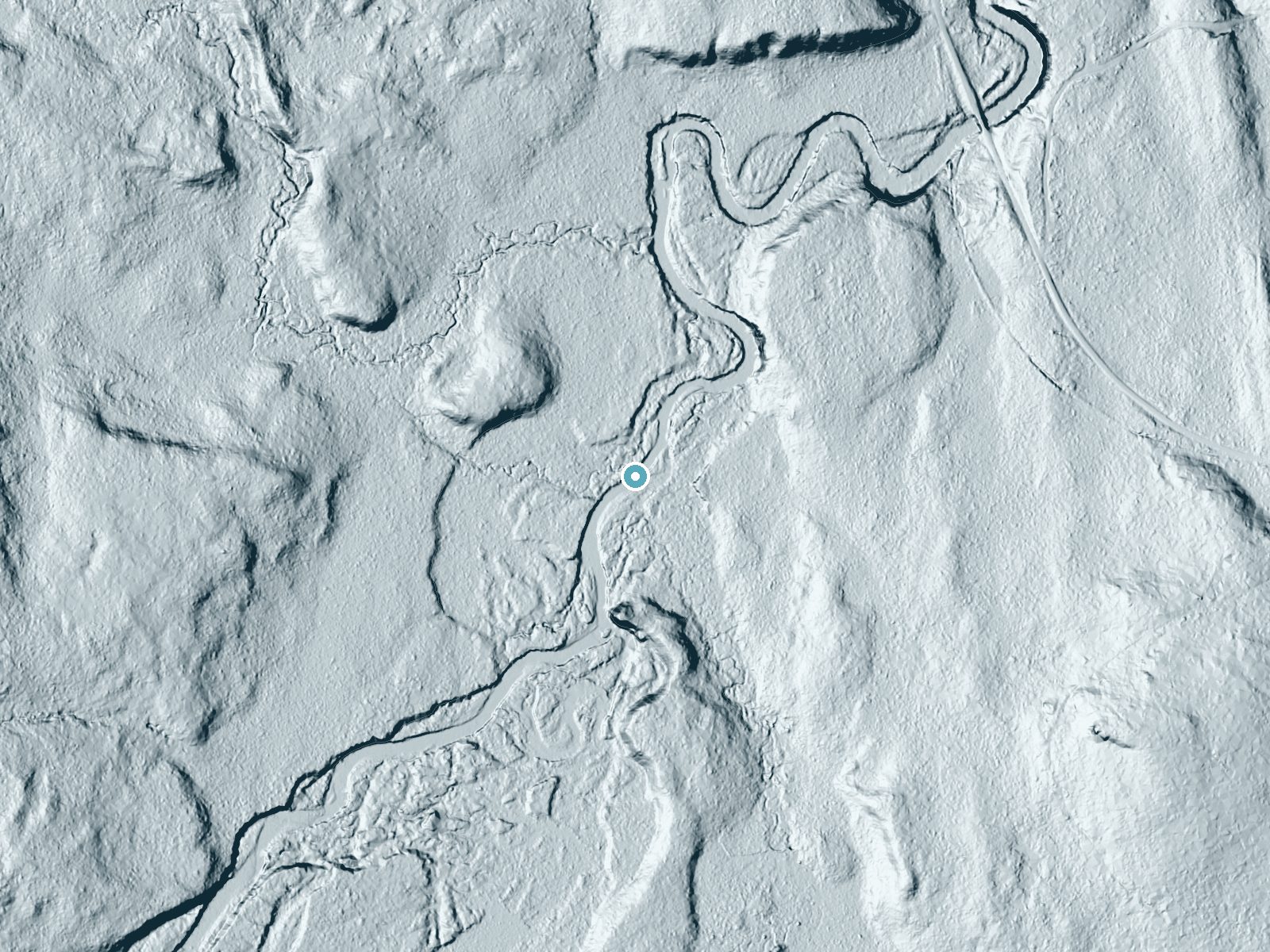 LiDAR bare-earth terrain around Wolverine Falls near Ewen, Michigan