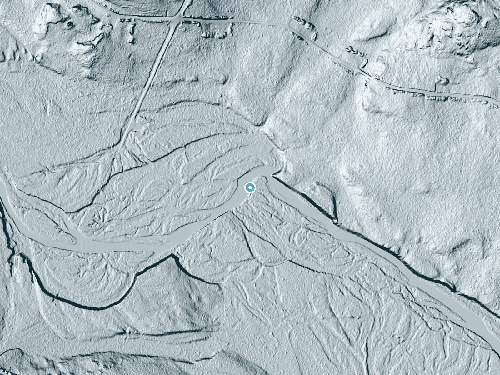 LiDAR bare-earth terrain around Boars Head Falls near Patten, Maine