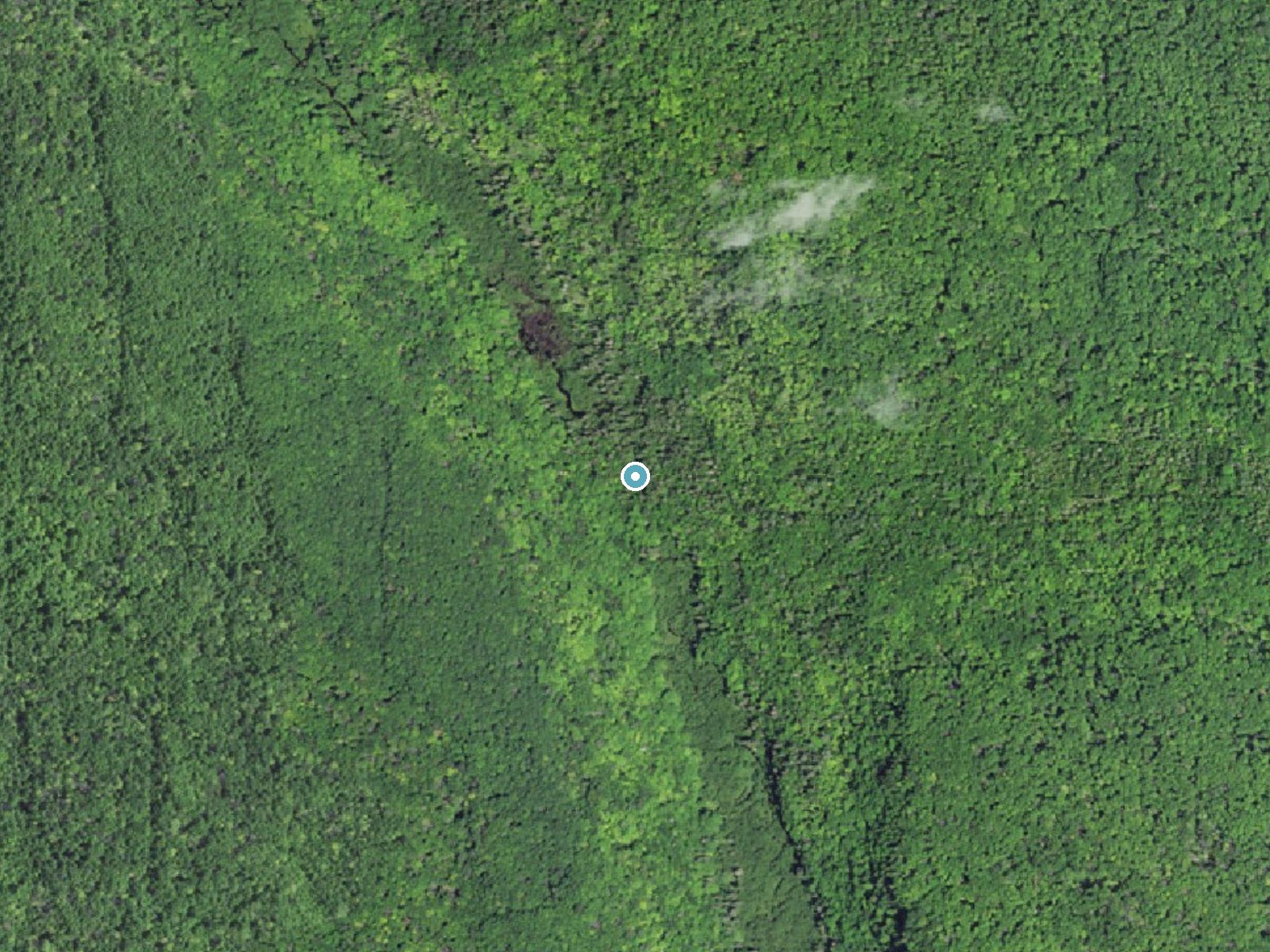 Aerial photo of the same ground around Rock River Falls near Chatham, Michigan, for comparison with the lidar view