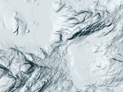LiDAR terrain view around Thirtyfoot Falls in Maine, about 88 feet of drop
