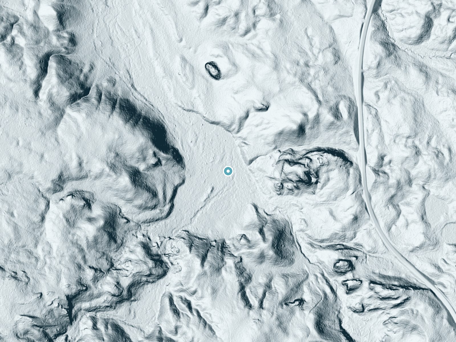 LiDAR bare-earth terrain around Middle East Jumbo River Falls near Bruce Crossing, Michigan, showing about 19 feet of drop