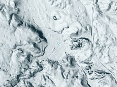 LiDAR terrain view around Middle East Jumbo River Falls in Michigan, about 19 feet of drop