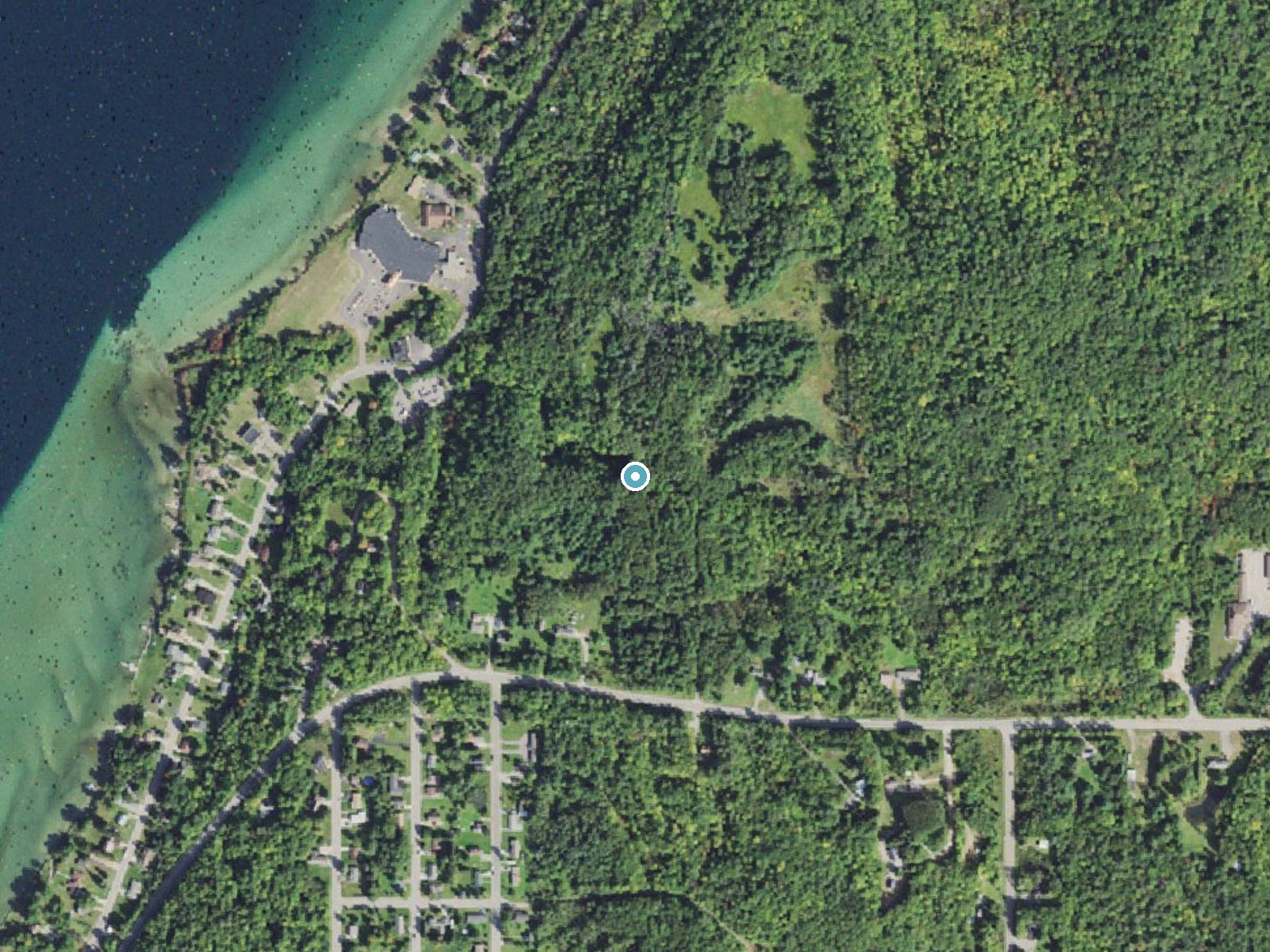 Aerial photo of the same ground around Munising Falls near Munising, Michigan, for comparison with the lidar view