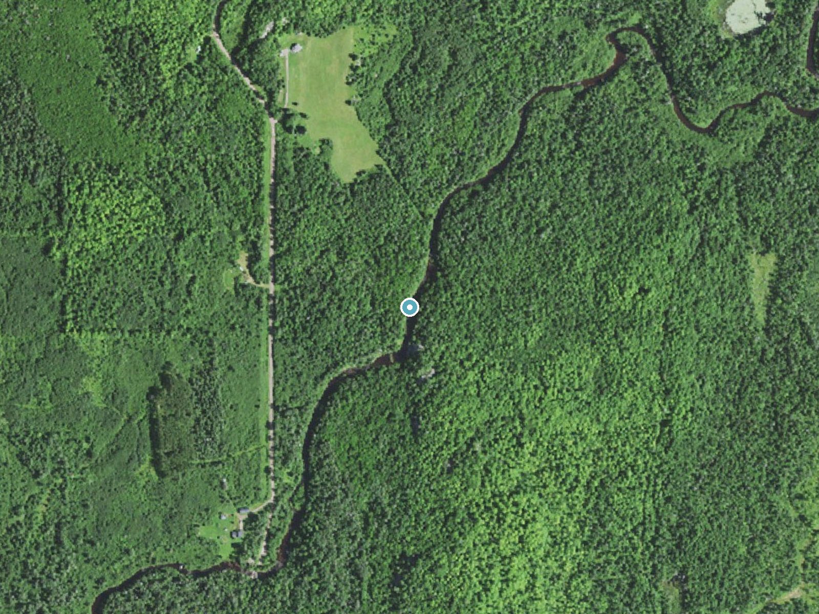 Aerial photo of the same ground around Granite Falls near Ramsay, Michigan, for comparison with the lidar view