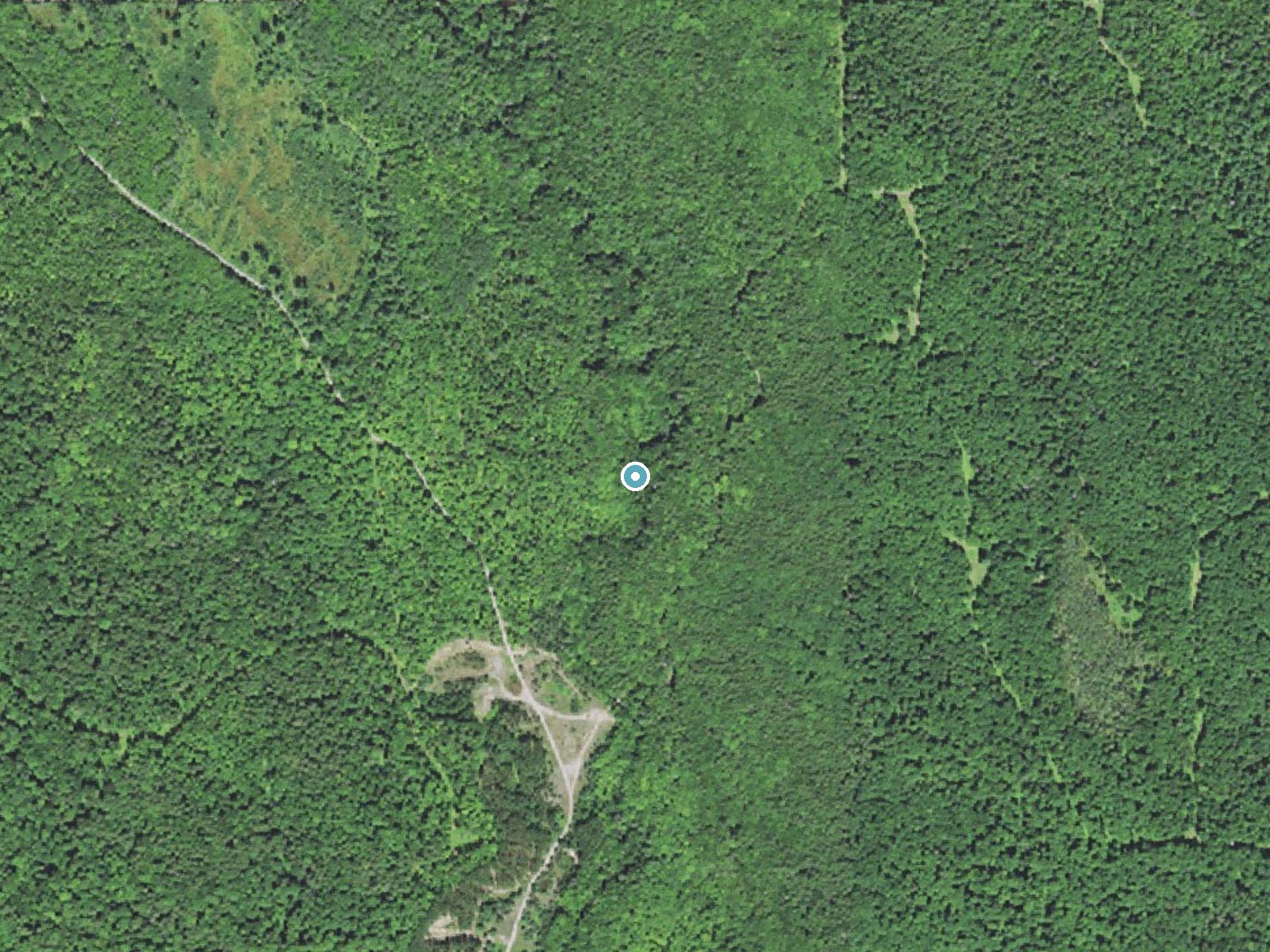 Aerial photo of the same ground around Jumbo Falls near Bruce Crossing, Michigan, for comparison with the lidar view