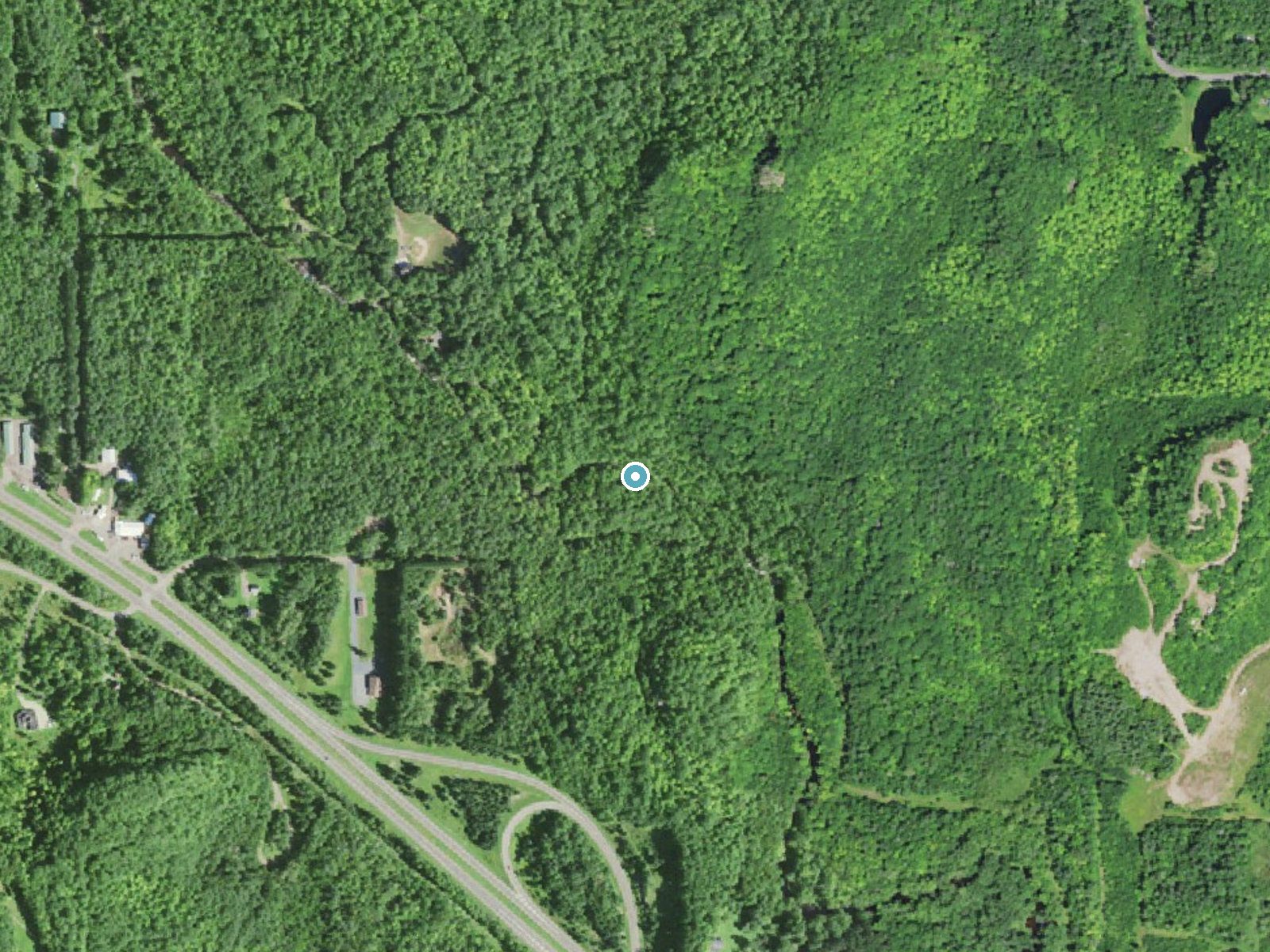 Aerial photo of the same ground around Peterson Falls near Hurley, Michigan, for comparison with the lidar view