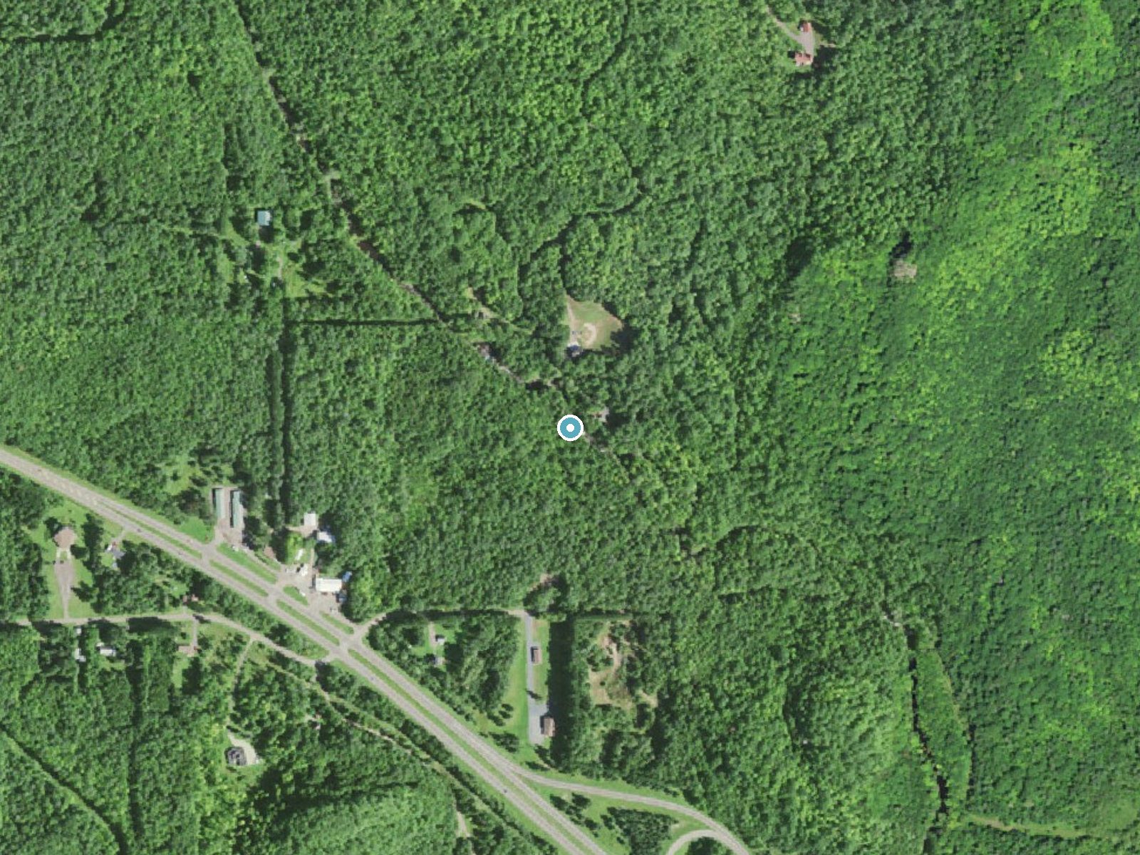 Aerial photo of the same ground around Interstate Falls near Hurley, Michigan, for comparison with the lidar view