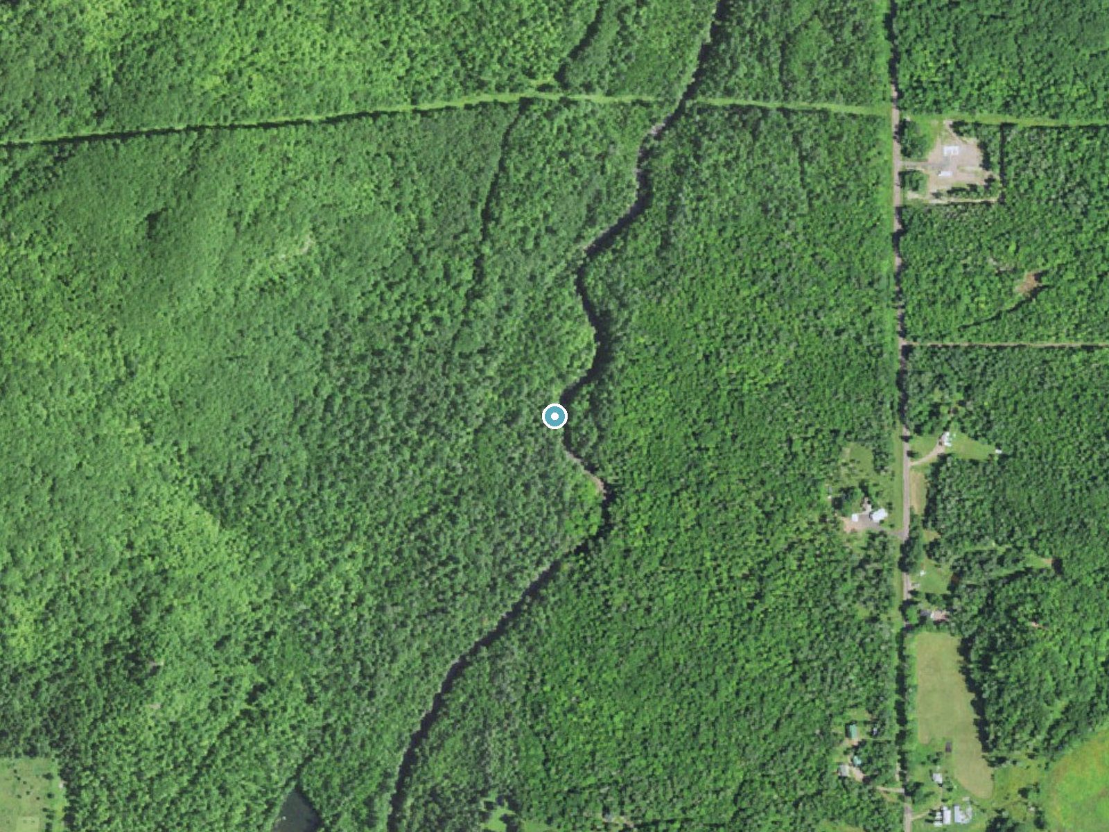 Aerial photo of the same ground around Neepikon Falls near Ramsay, Michigan, for comparison with the lidar view