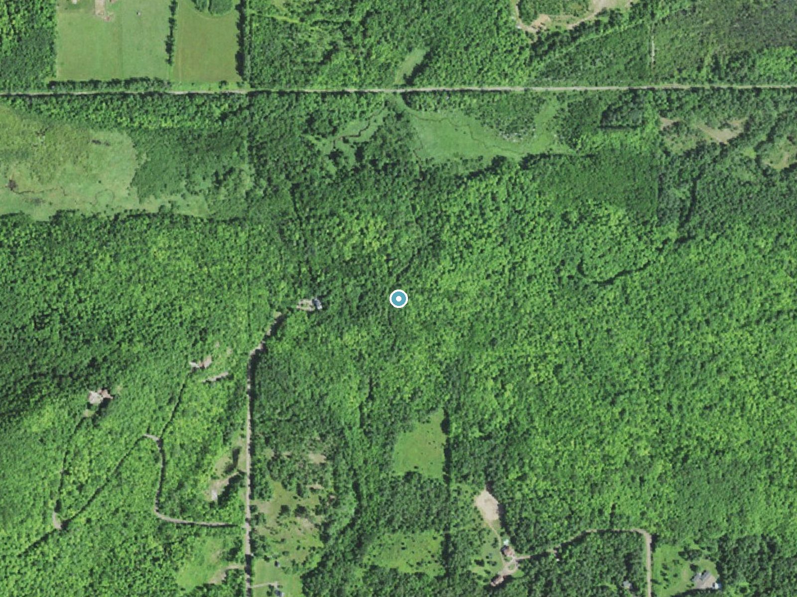 Aerial photo of the same ground around Rocky Forty Falls near Ironwood, Michigan, for comparison with the lidar view