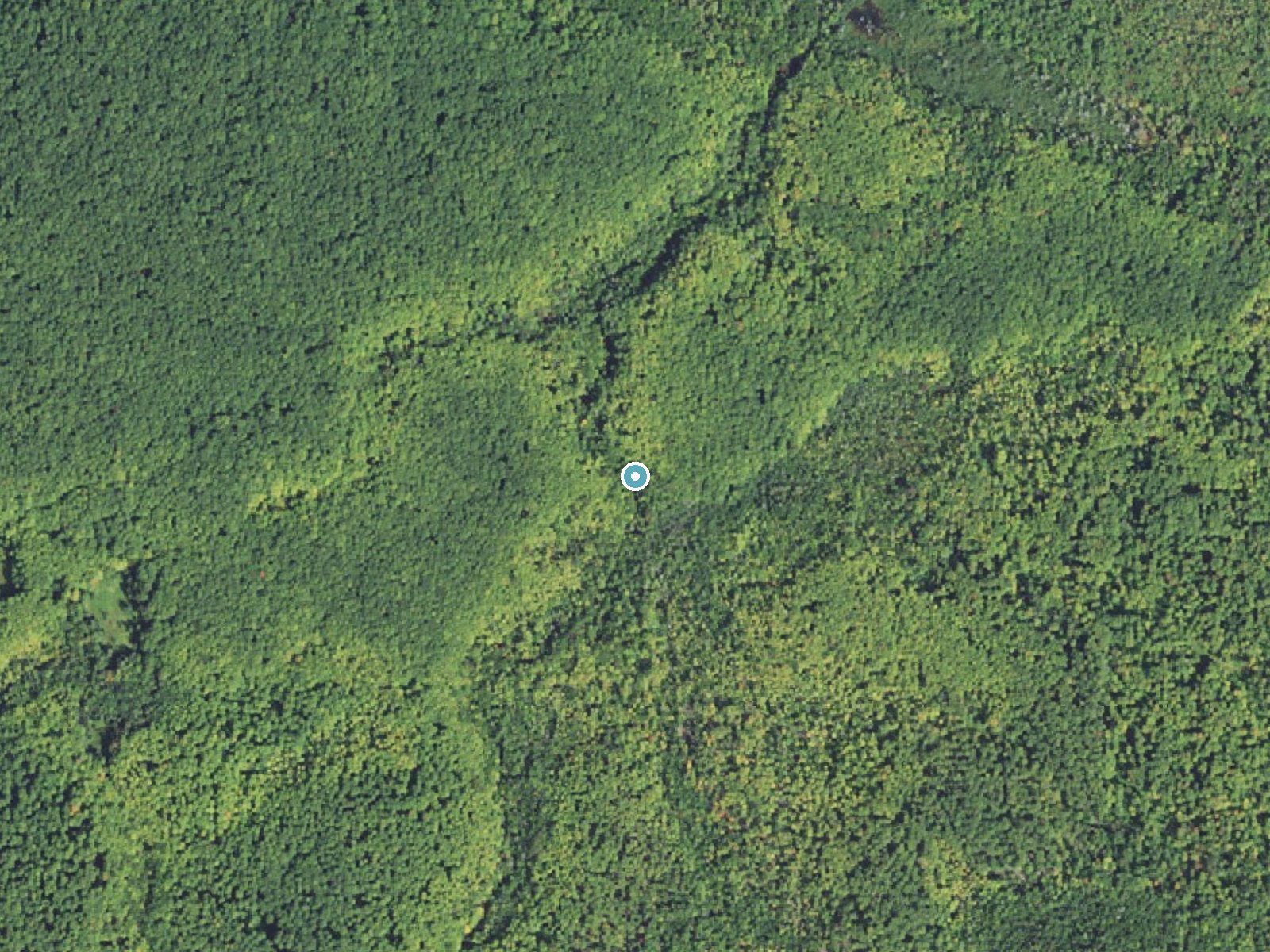Aerial photo of the same ground around Mosquito Falls near Munising, Michigan, for comparison with the lidar view