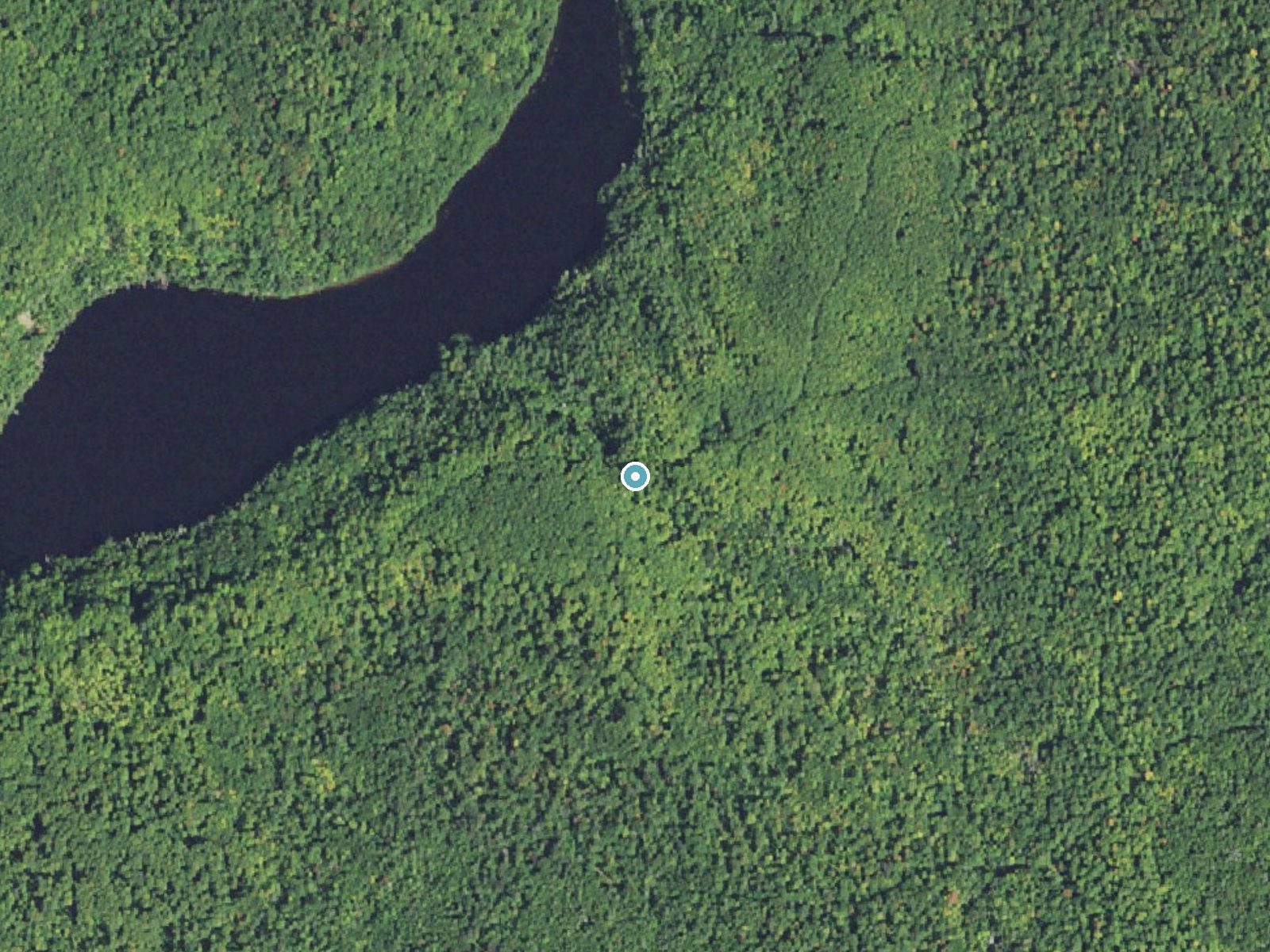 Aerial photo of the same ground around Chapel Falls near Munising, Michigan, for comparison with the lidar view