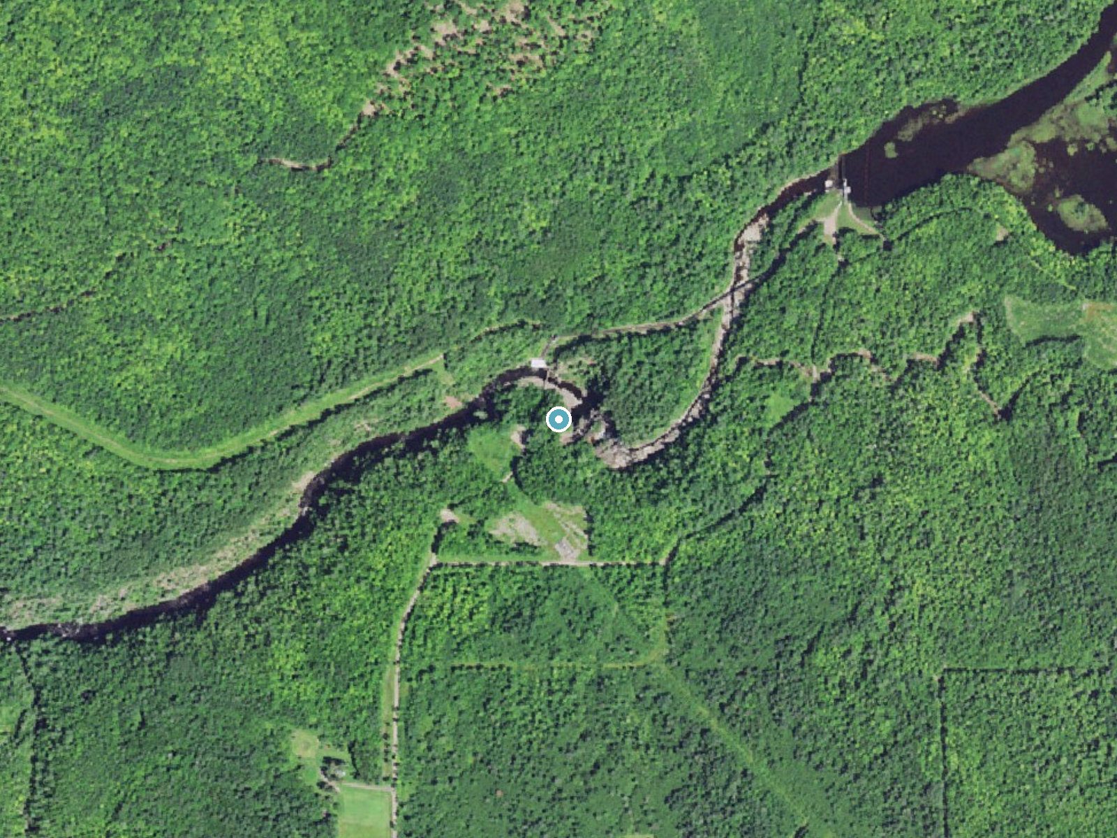 Aerial photo of the same ground around Saxon Falls near Saxon, Michigan, for comparison with the lidar view