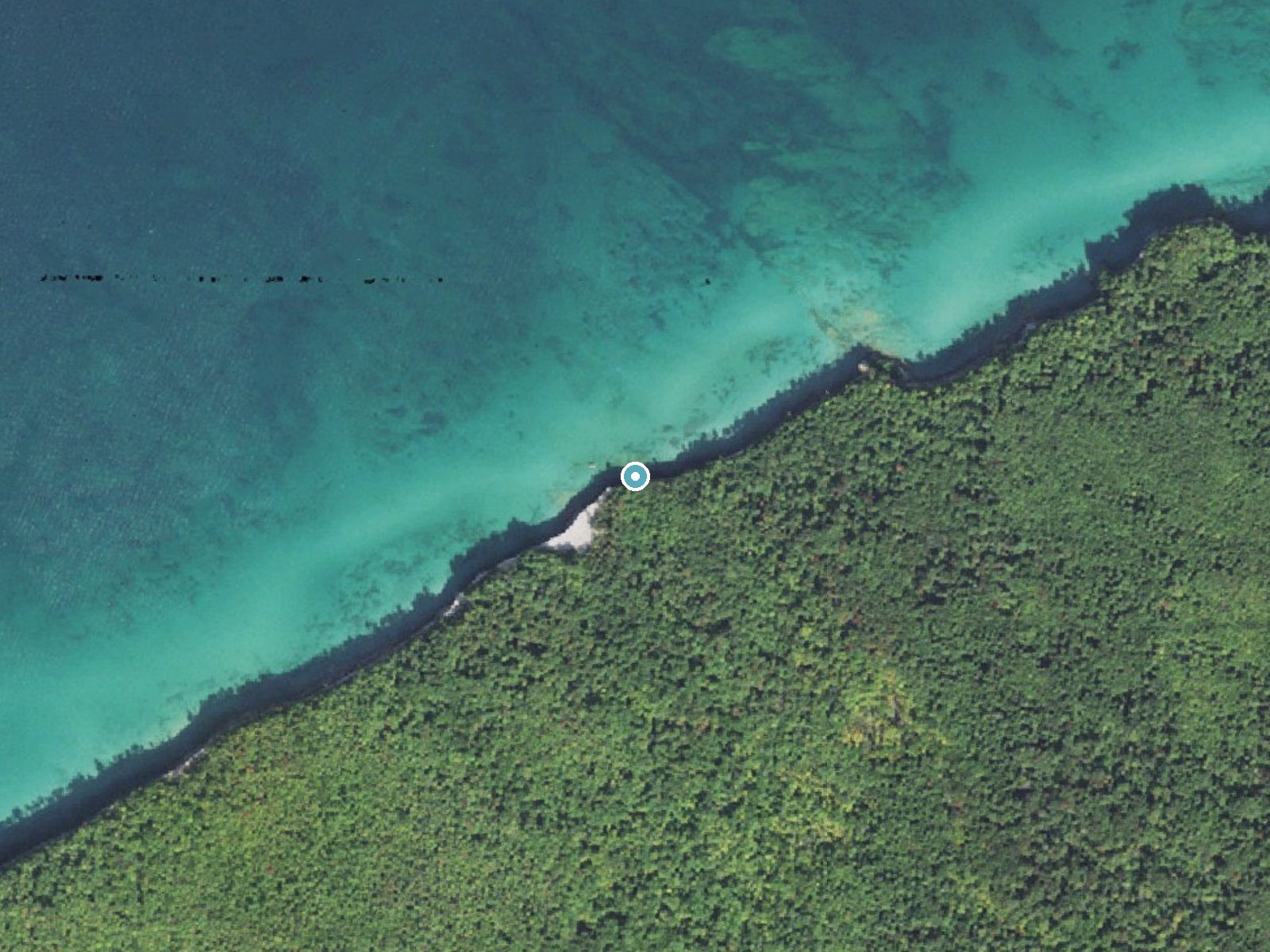 Aerial photo of the same ground around Spray Falls near Munising, Michigan, for comparison with the lidar view