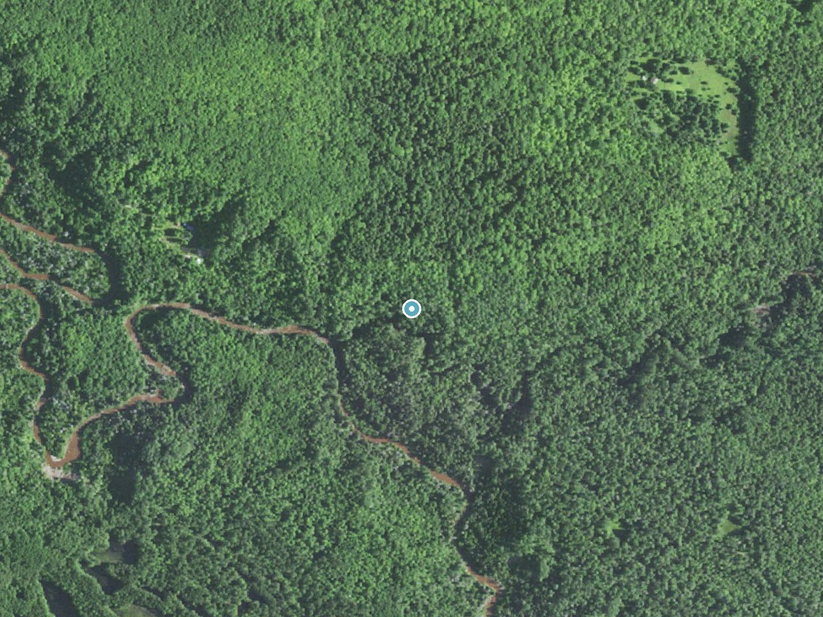 Aerial photo of the same ground around Onion Falls near Bruce Crossing, Michigan, for comparison with the lidar view