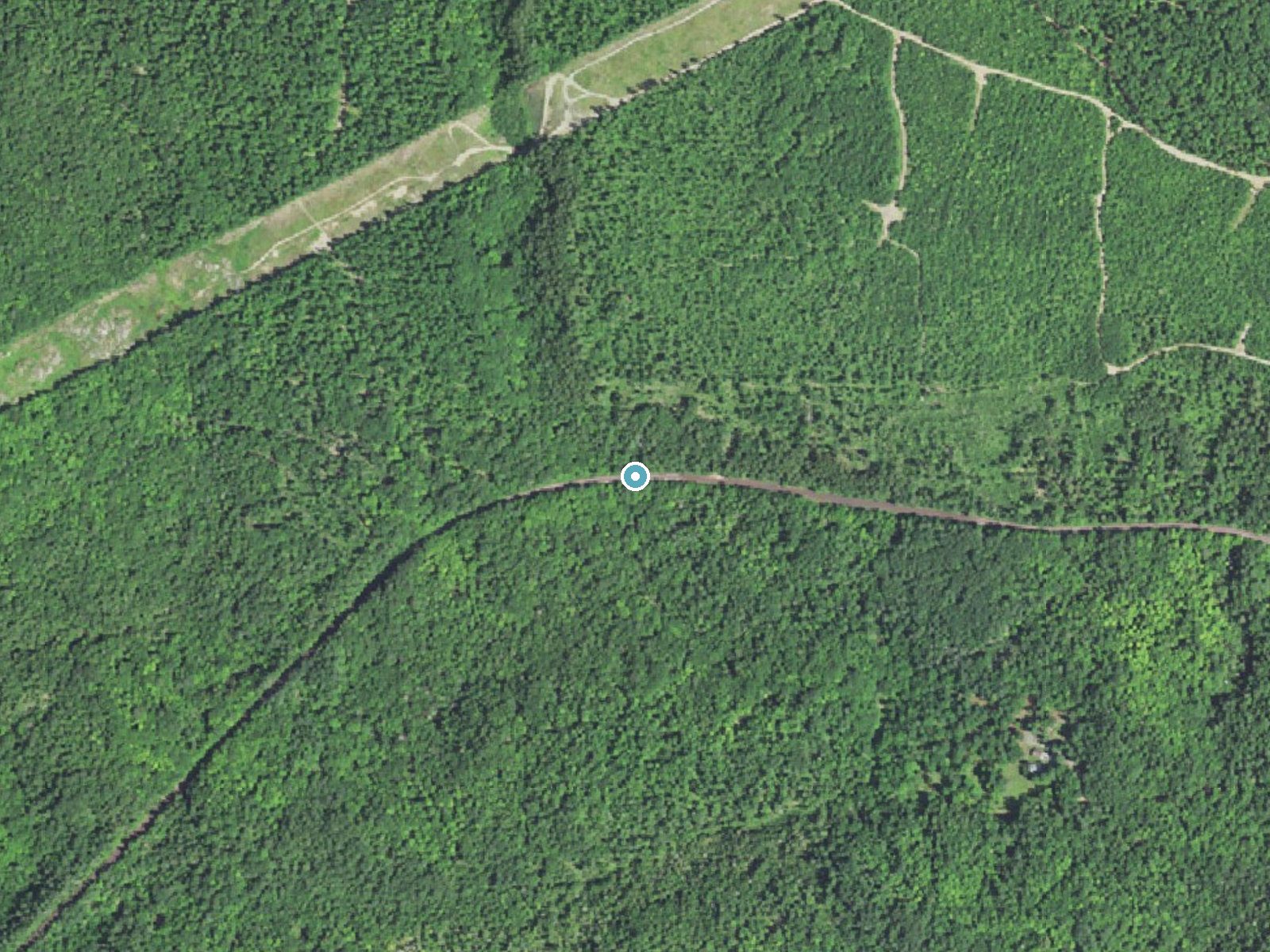 Aerial photo of the same ground around Holeyoke Falls near Trowbridge Park, Michigan, for comparison with the lidar view
