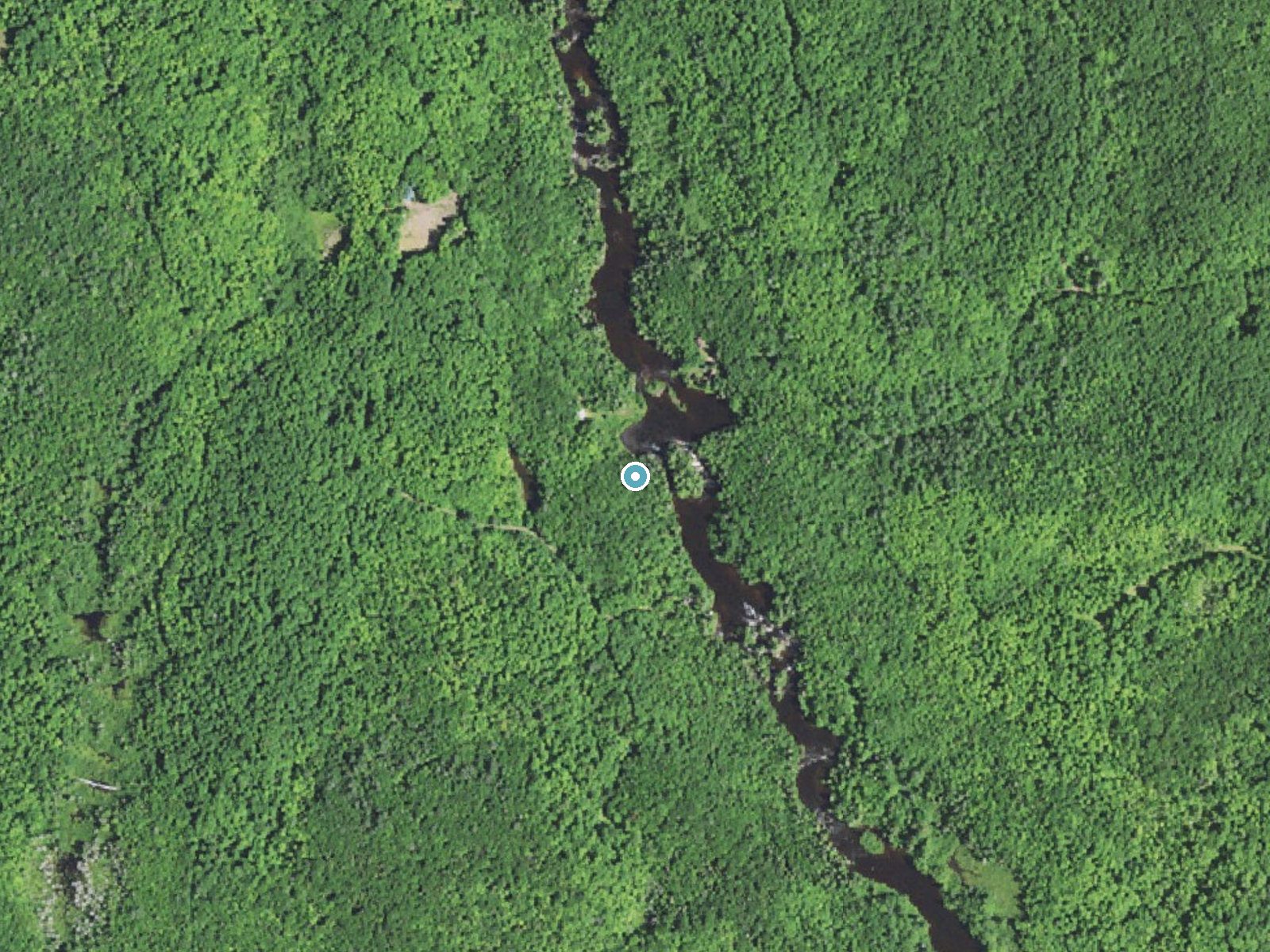 Aerial photo of the same ground around Minnewawa Falls near Wakefield, Michigan, for comparison with the lidar view
