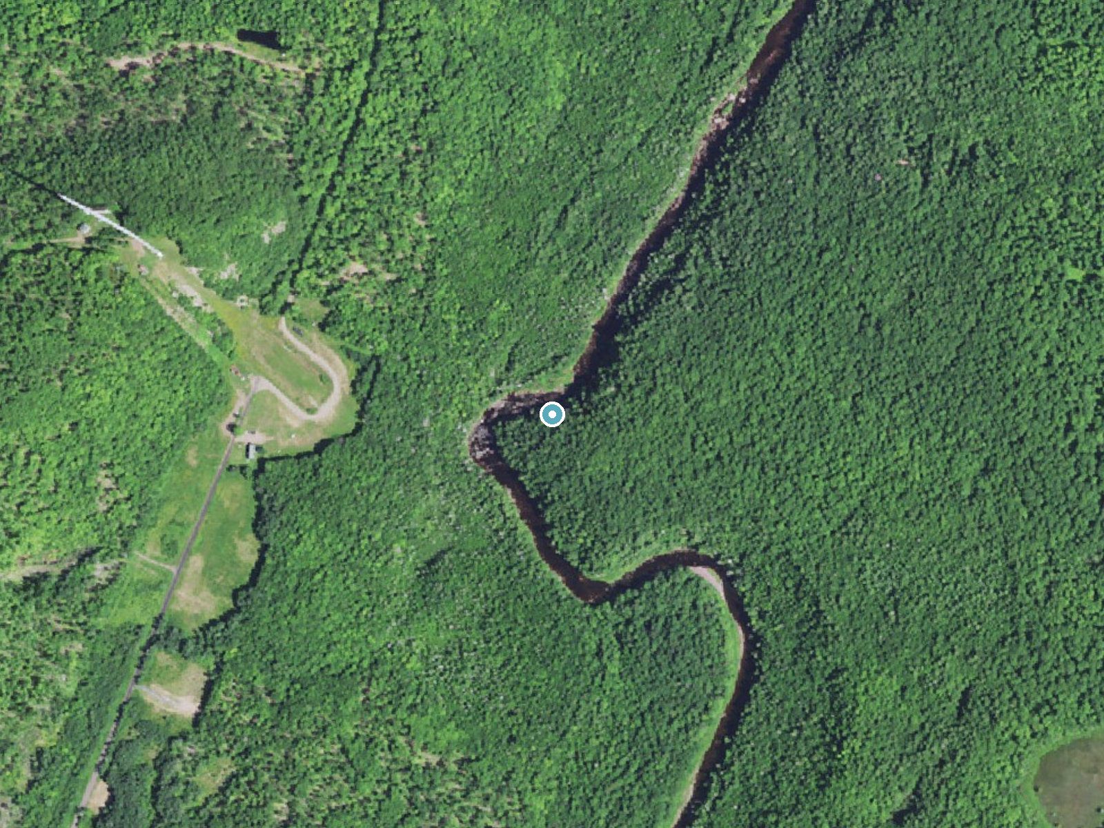 Aerial photo of the same ground around Chippewa Falls near Bessemer, Michigan, for comparison with the lidar view
