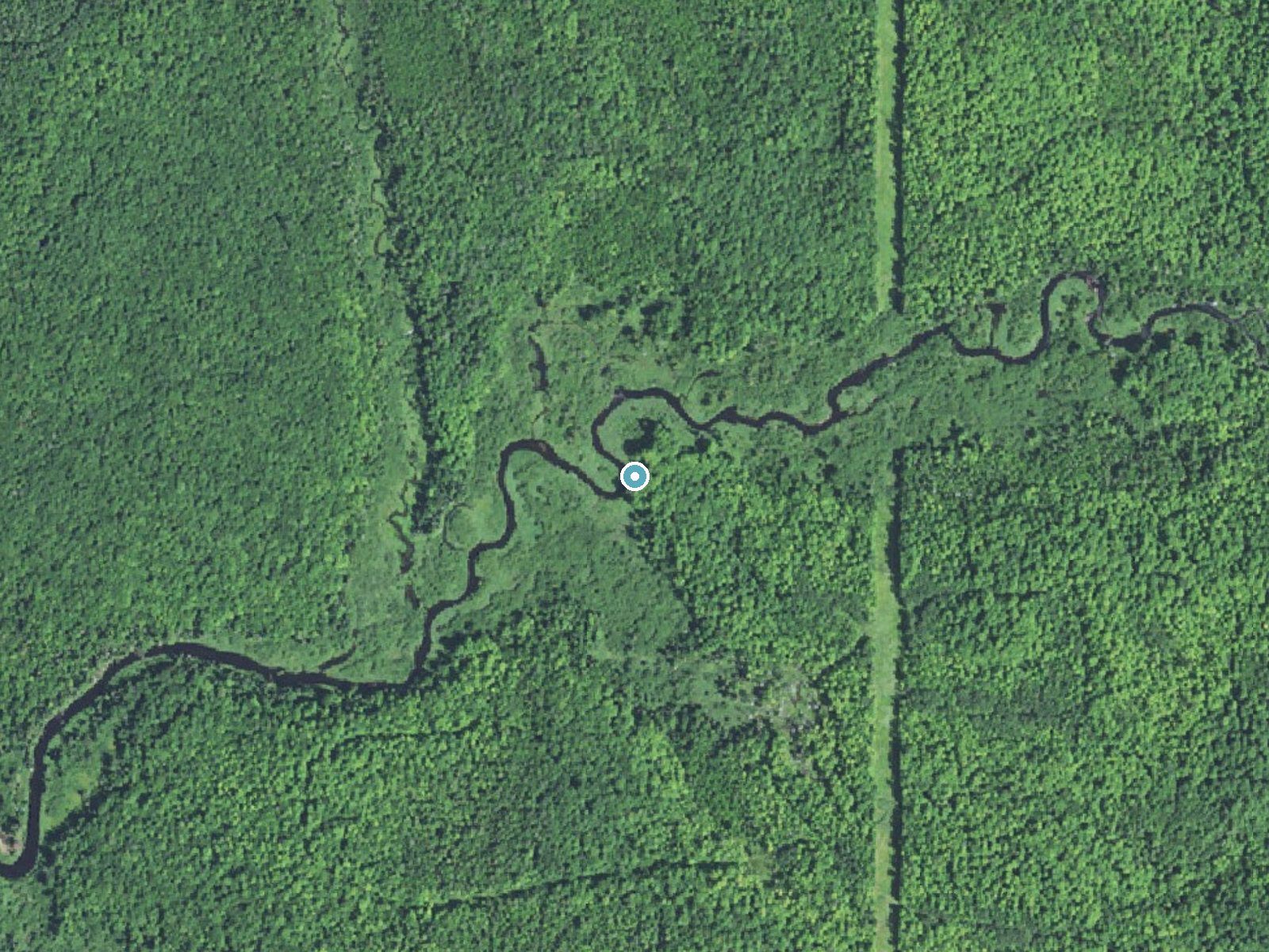 Aerial photo of the same ground around Upper Falls near Covington, Michigan, for comparison with the lidar view