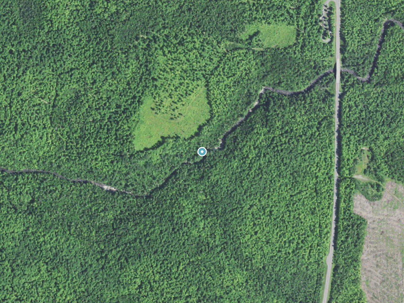 Aerial photo of the same ground around Lower Canyon Falls near Covington, Michigan, for comparison with the lidar view