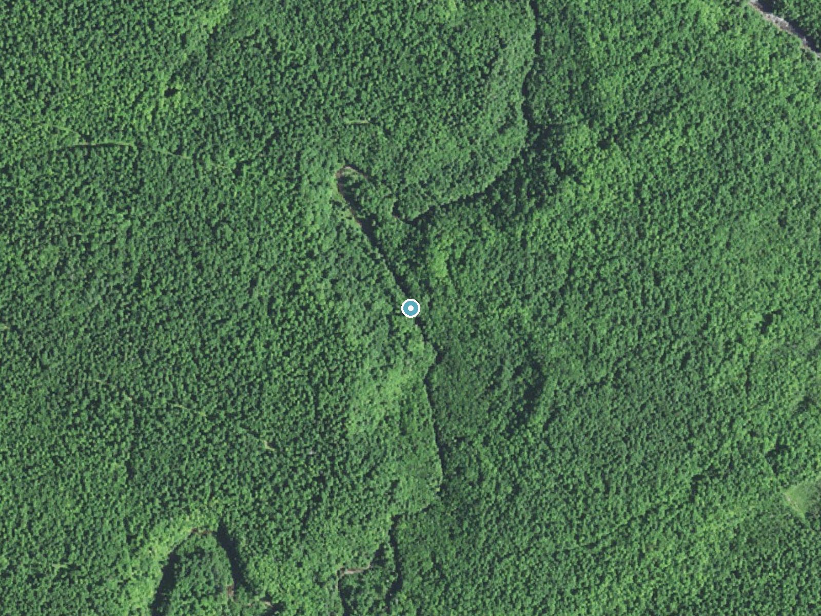Aerial photo of the same ground around Ogimakwe Falls near Wakefield, Michigan, for comparison with the lidar view