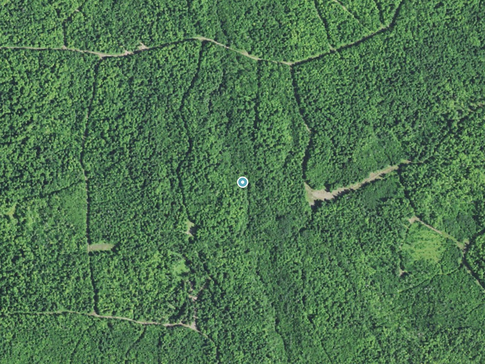 Aerial photo of the same ground around Manakiki Falls near Bessemer, Michigan, for comparison with the lidar view