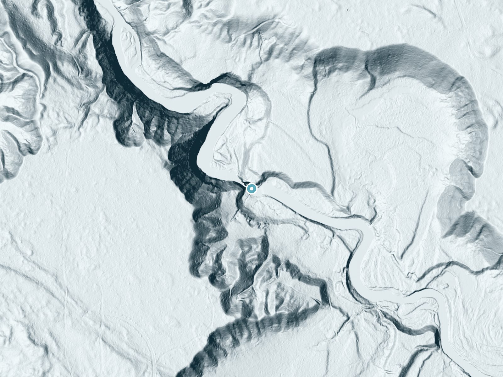 LiDAR bare-earth terrain around Sturgeon Falls near Pelkie, Michigan, showing about 93 feet of drop