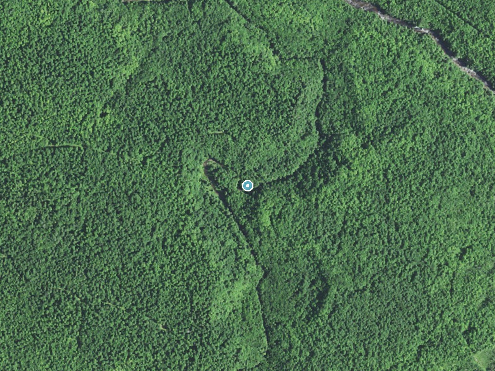 Aerial photo of the same ground around Abinodji Falls near Wakefield, Michigan, for comparison with the lidar view