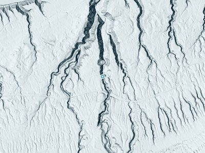 LiDAR terrain view around Maple Creek Falls in Michigan, about 60 feet of drop