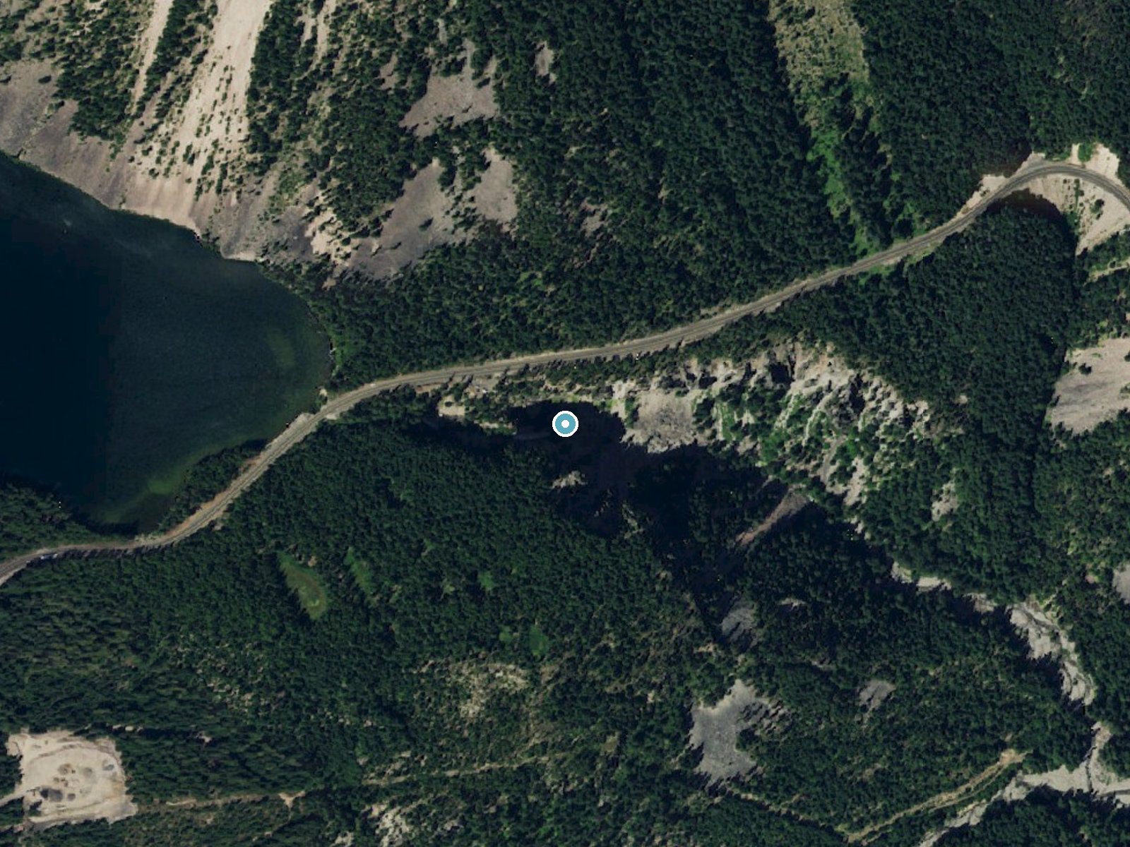 Aerial photo of the same ground around Clear Creek Falls near Packwood, Washington, for comparison with the lidar view