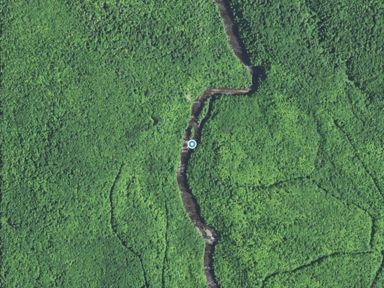 Aerial photo of the same ground around Iagoo Falls near Wakefield, Michigan, for comparison with the lidar view