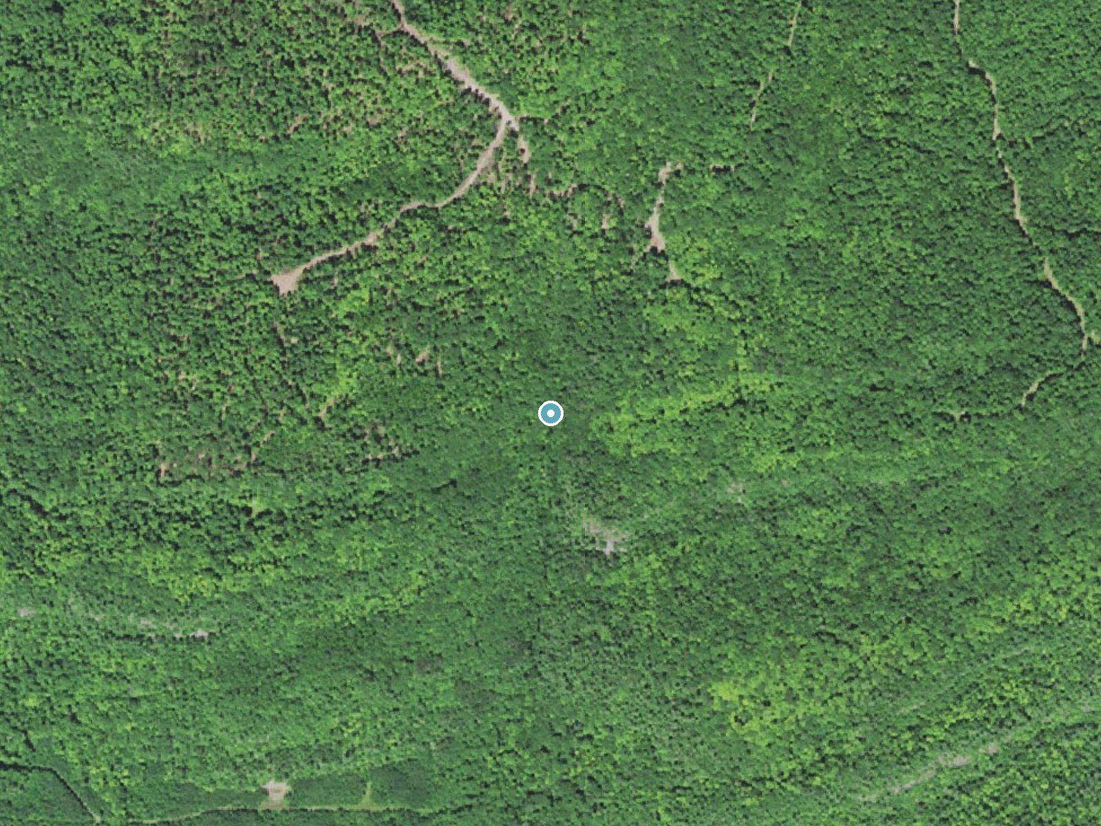 Aerial photo of the same ground around Gleason Creek Falls near Ewen, Michigan, for comparison with the lidar view
