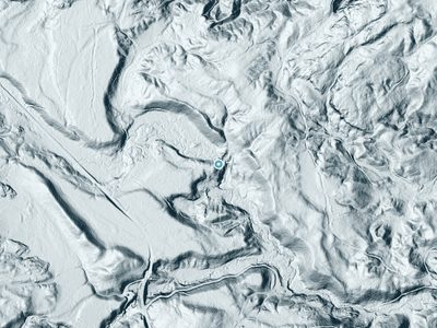 LiDAR terrain view around Big Garlic River Falls in Michigan, about 63 feet of drop